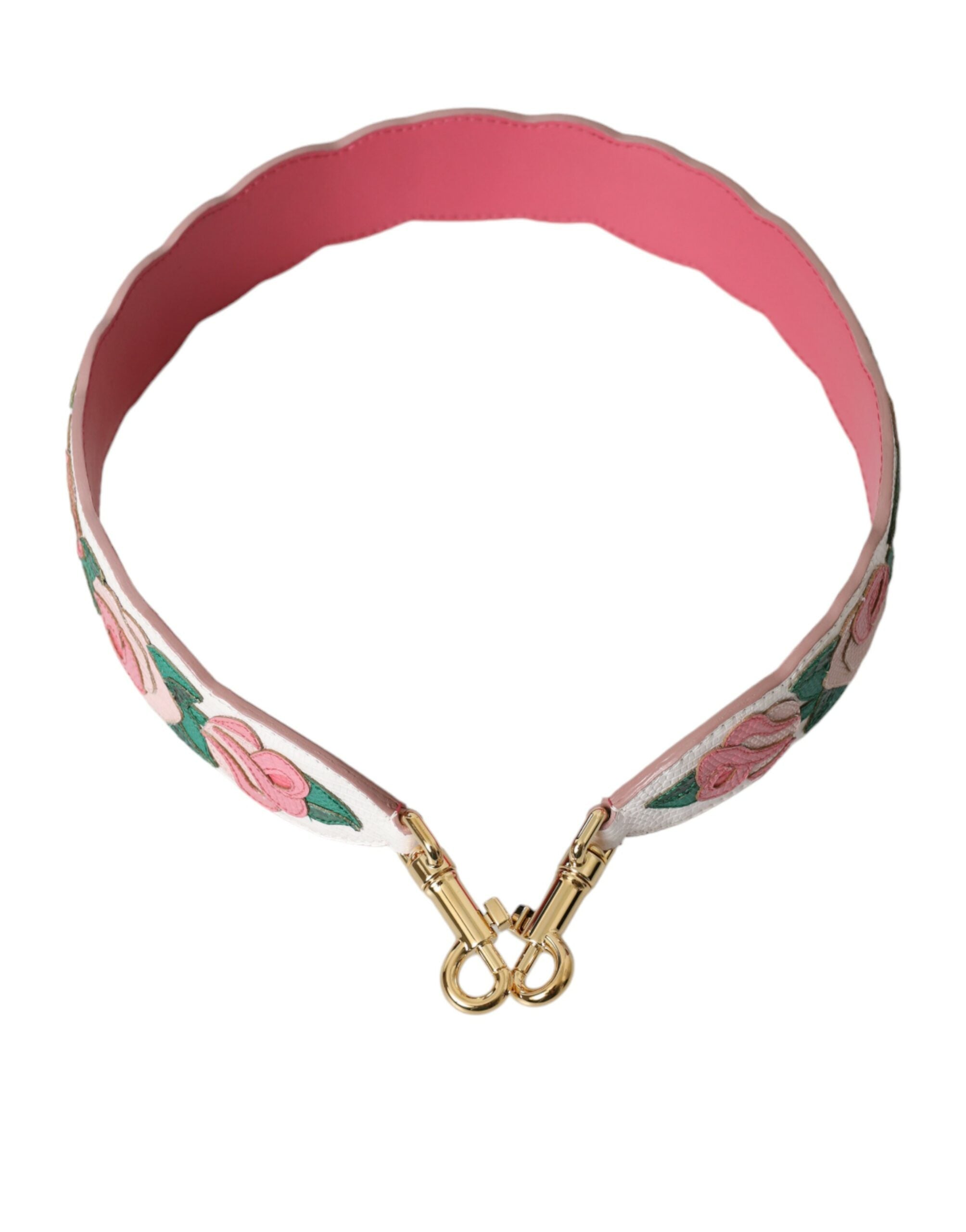 Dolce & Gabbana White Floral Leather Accessory Shoulder Women's Strap