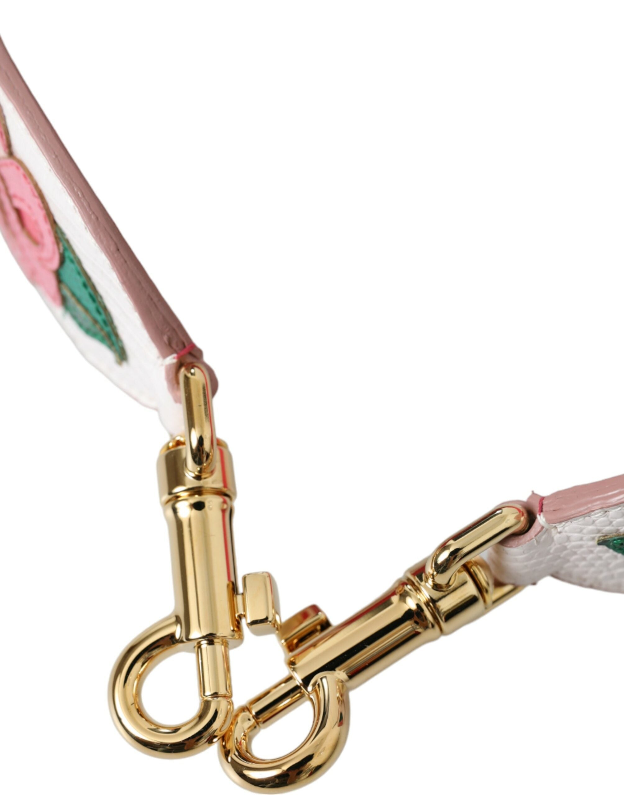 Dolce & Gabbana White Floral Leather Accessory Shoulder Women's Strap