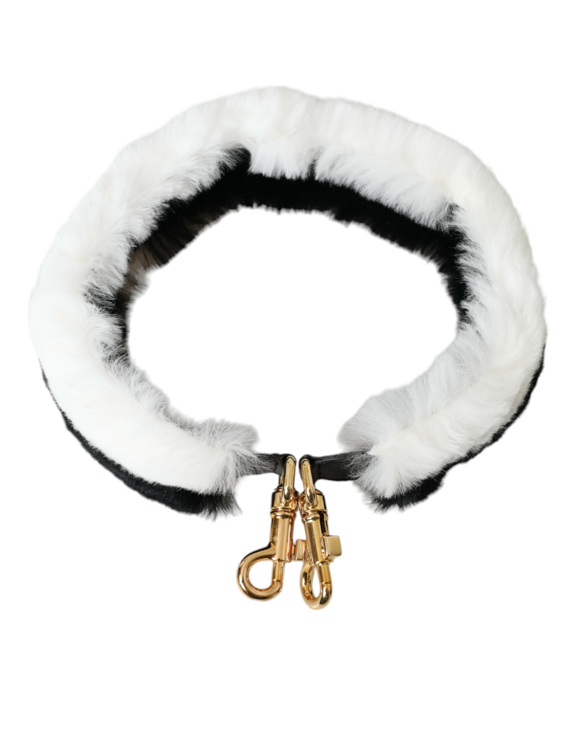 Dolce & Gabbana Black White Lapin Fur Accessory Shoulder Women's Strap