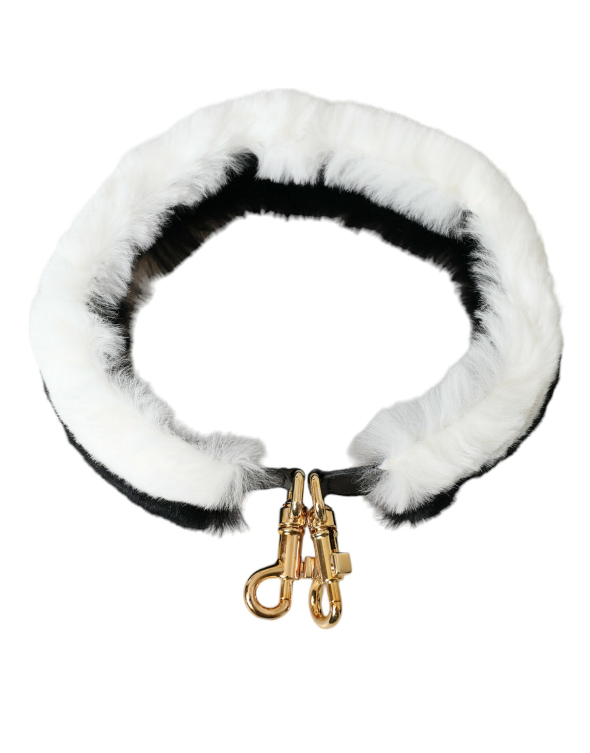 Dolce & Gabbana Black White Lapin Fur Accessory Shoulder Women's Strap