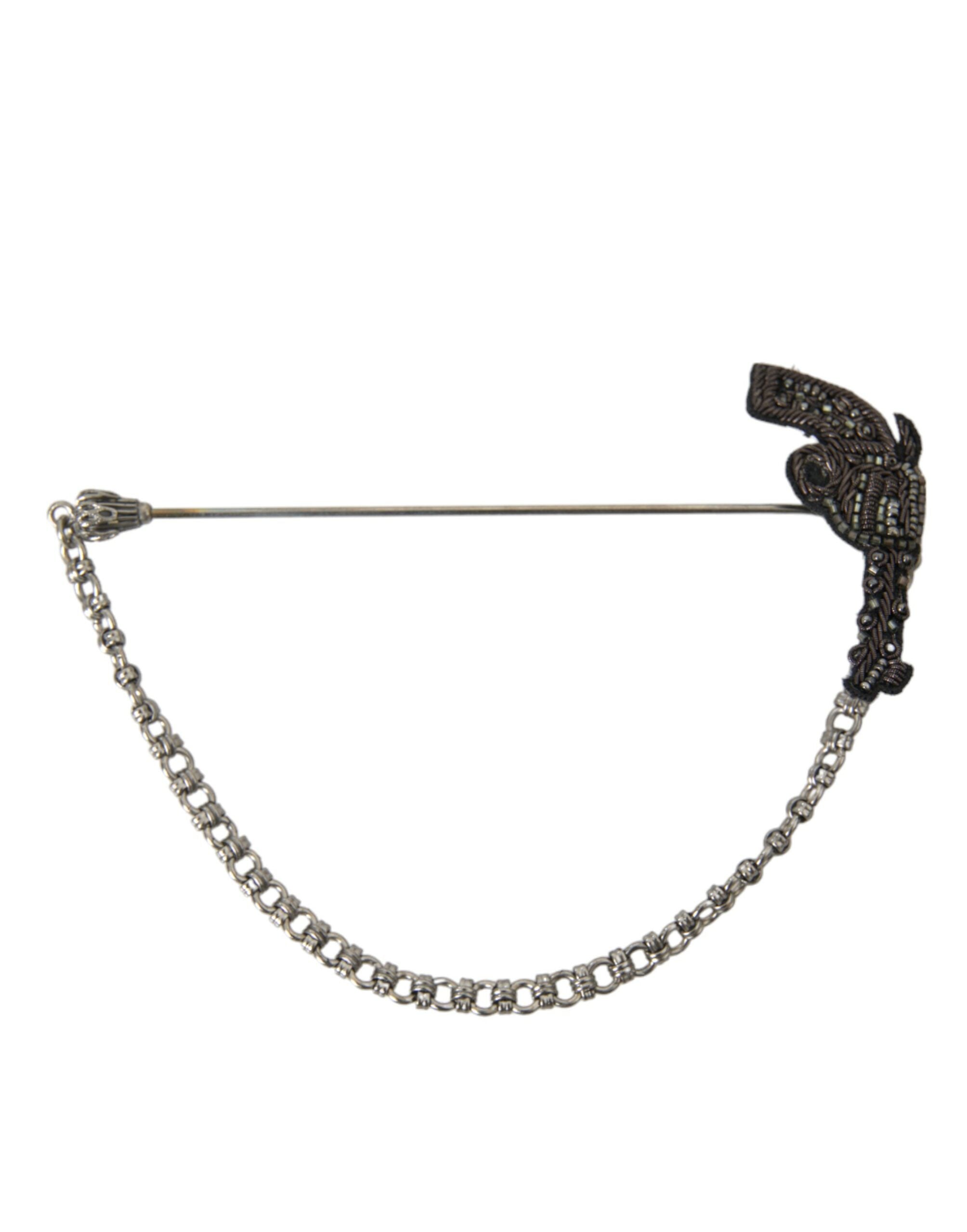 Dolce & Gabbana Brass Copper Silk Revolver Gun Men Brooch Lapel Men's Pin