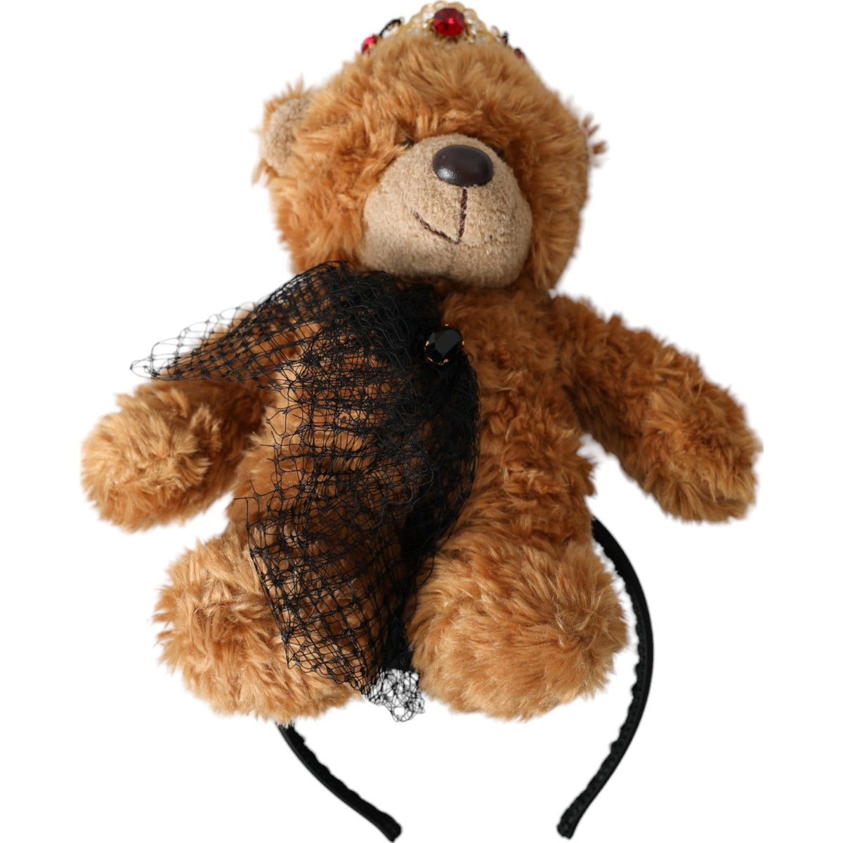 Dolce & Gabbana Teddy Bear Headband Brown Women Brown Hair Accessories Dolce & Gabbana Brown Teddy Bear Gold Crystal Crown Hair  main image 2