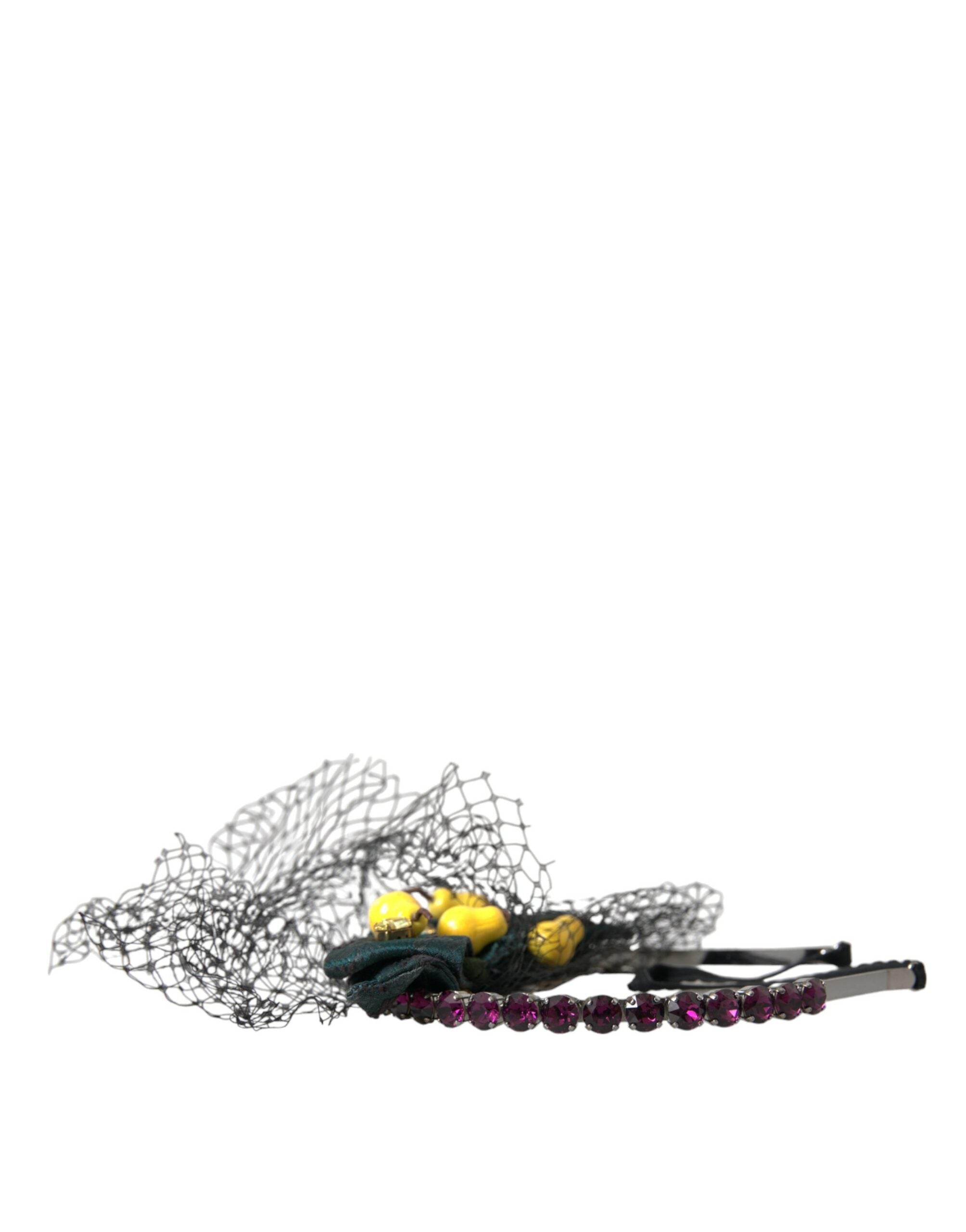 Dolce & Gabbana Black Lemons Sicily Purple Crystal Net Headband Women's Diadem