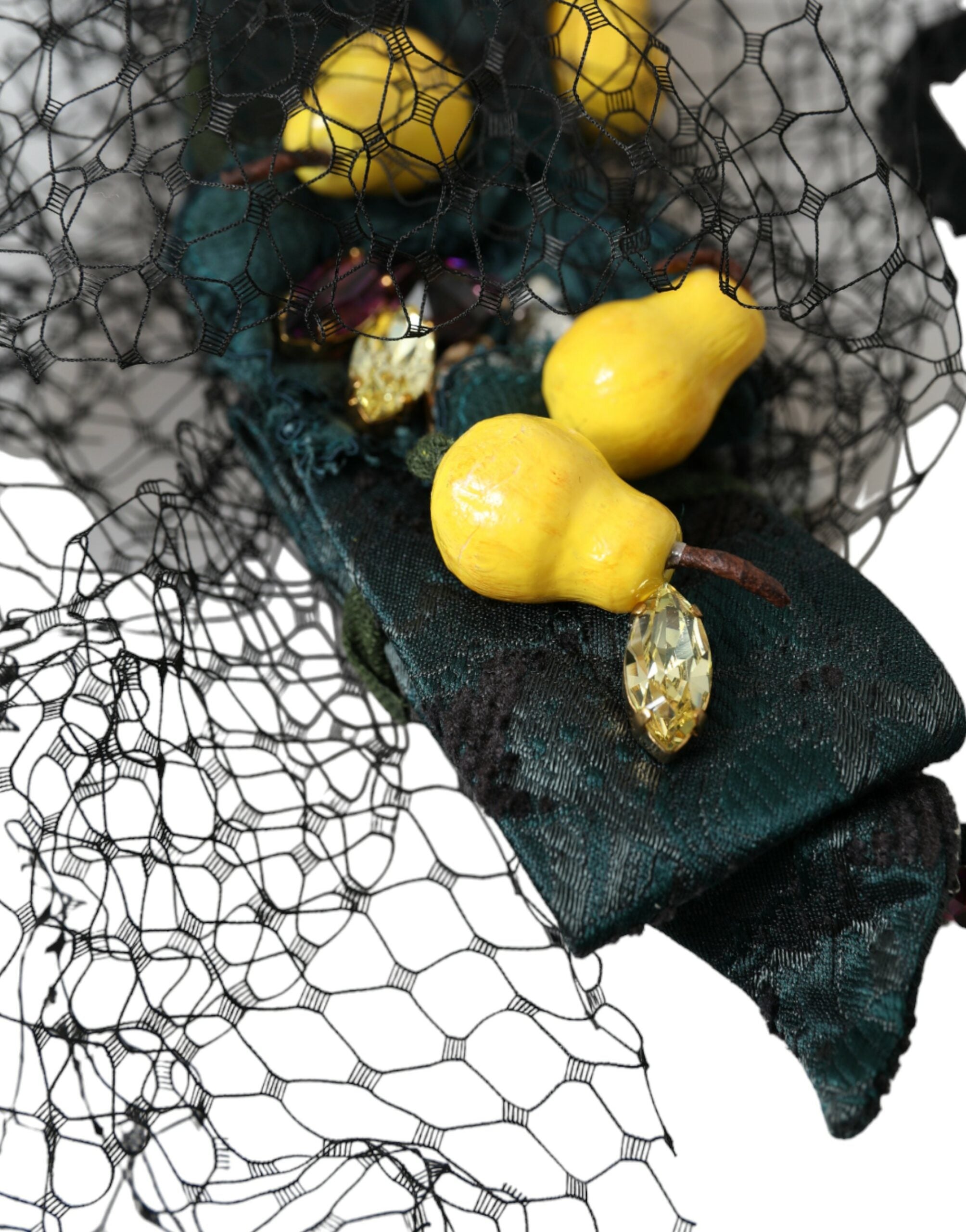 Dolce & Gabbana Black Lemons Sicily Purple Crystal Net Headband Women's Diadem