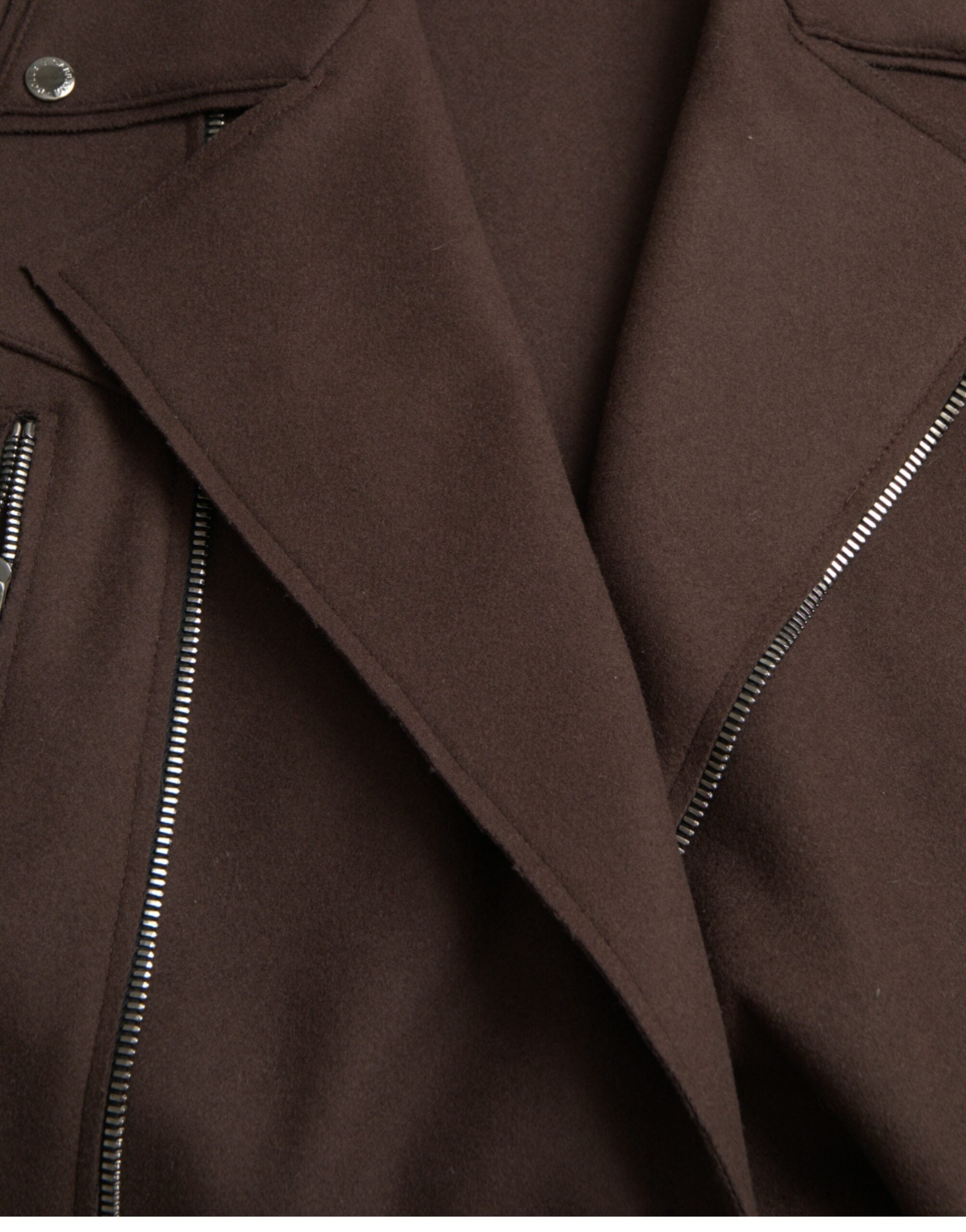 Dolce & Gabbana Brown Coat Short Biker Wool Women's Jacket