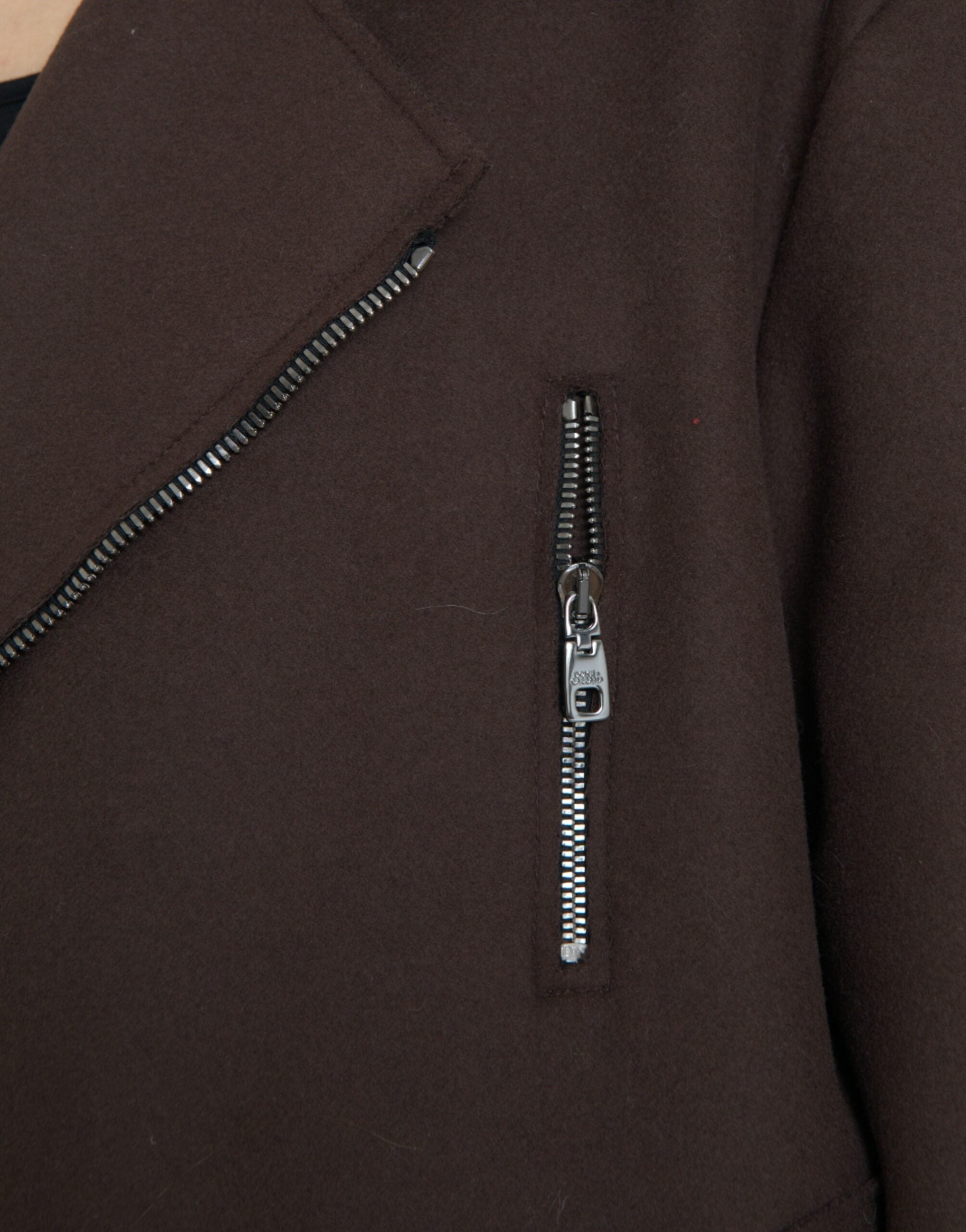 Dolce & Gabbana Brown Coat Short Biker Wool Women's Jacket