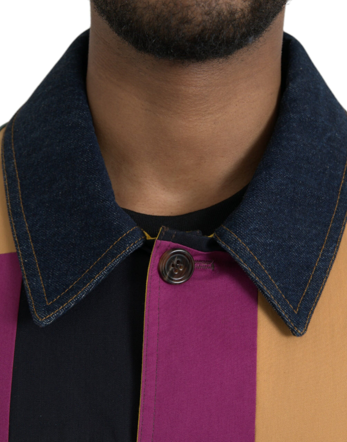 Dolce & Gabbana Multicolor Patchwork Cotton Collared Men's Jacket
