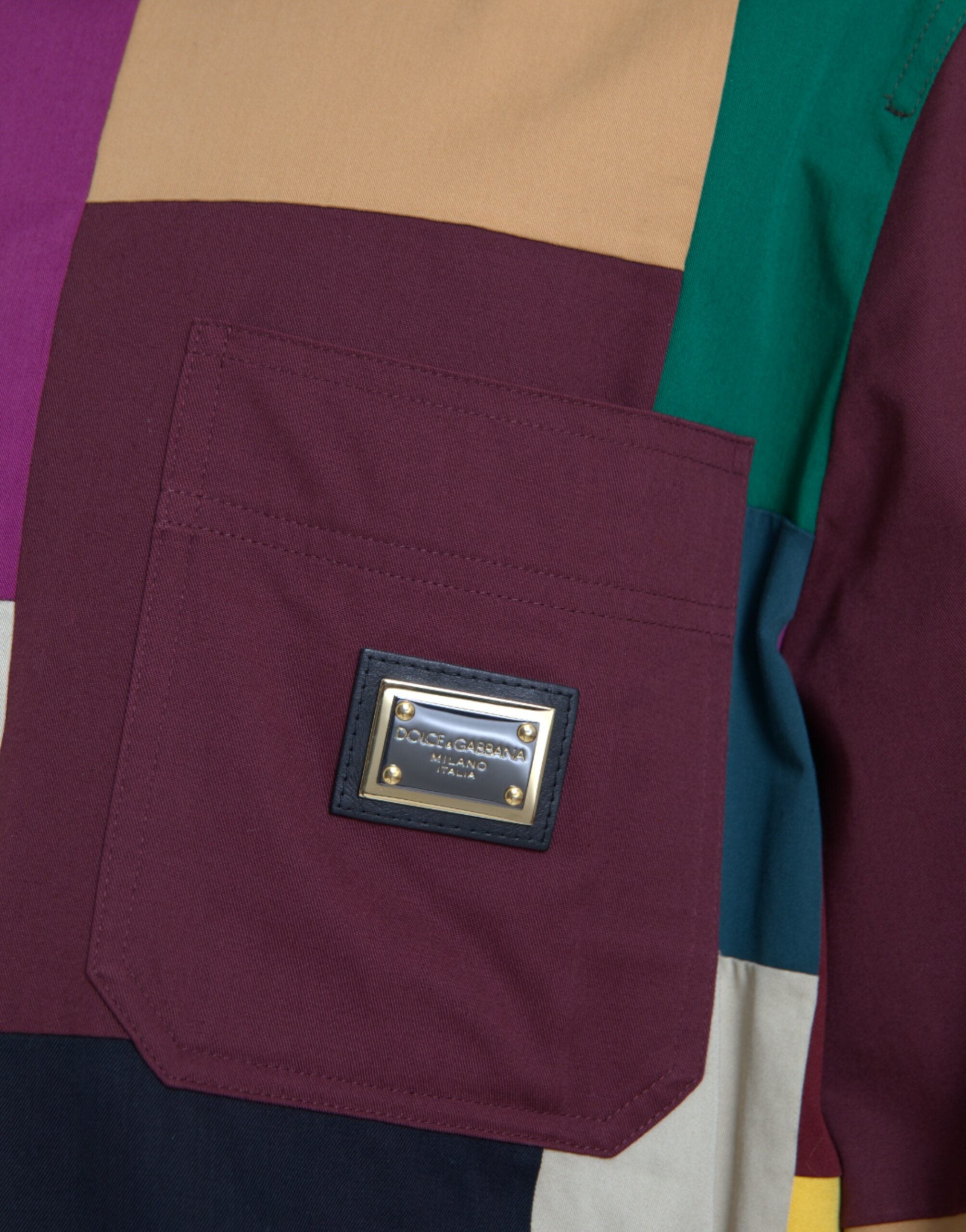 Dolce & Gabbana Multicolor Patchwork Cotton Collared Men's Jacket