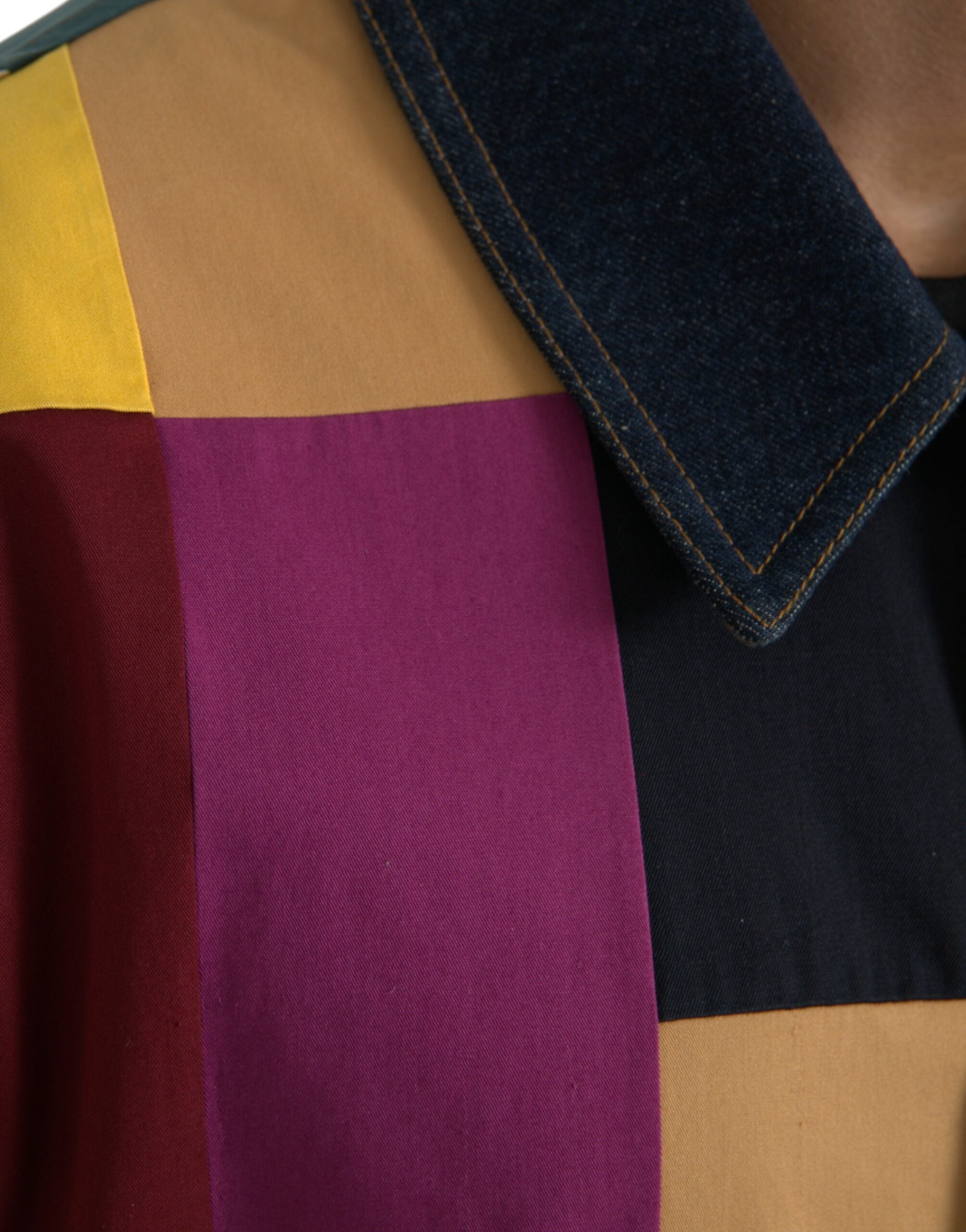Dolce & Gabbana Multicolor Patchwork Cotton Collared Men's Jacket