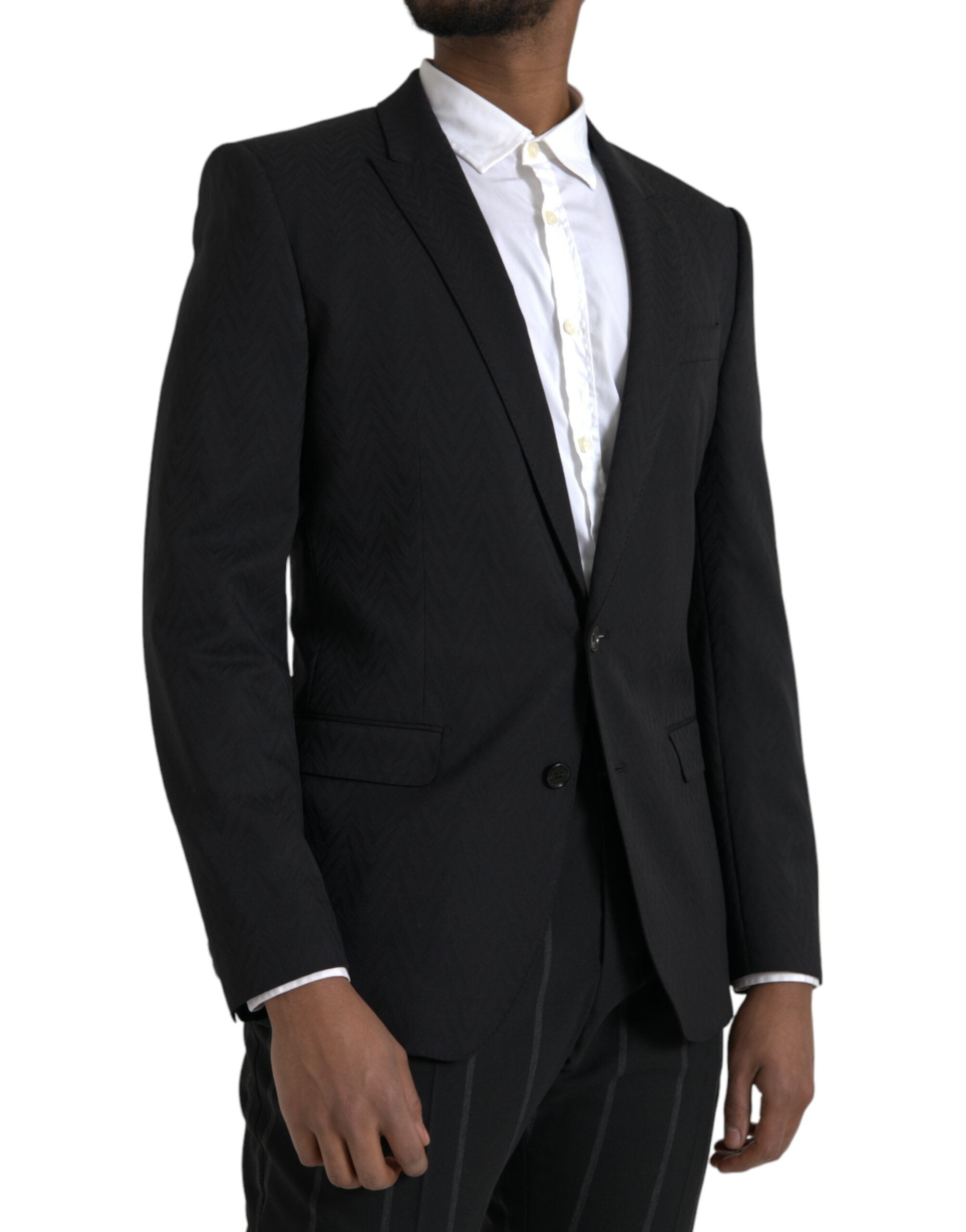 Dolce & Gabbana Black MARTINI Slim Fit Jacket Coat Men's Blazer