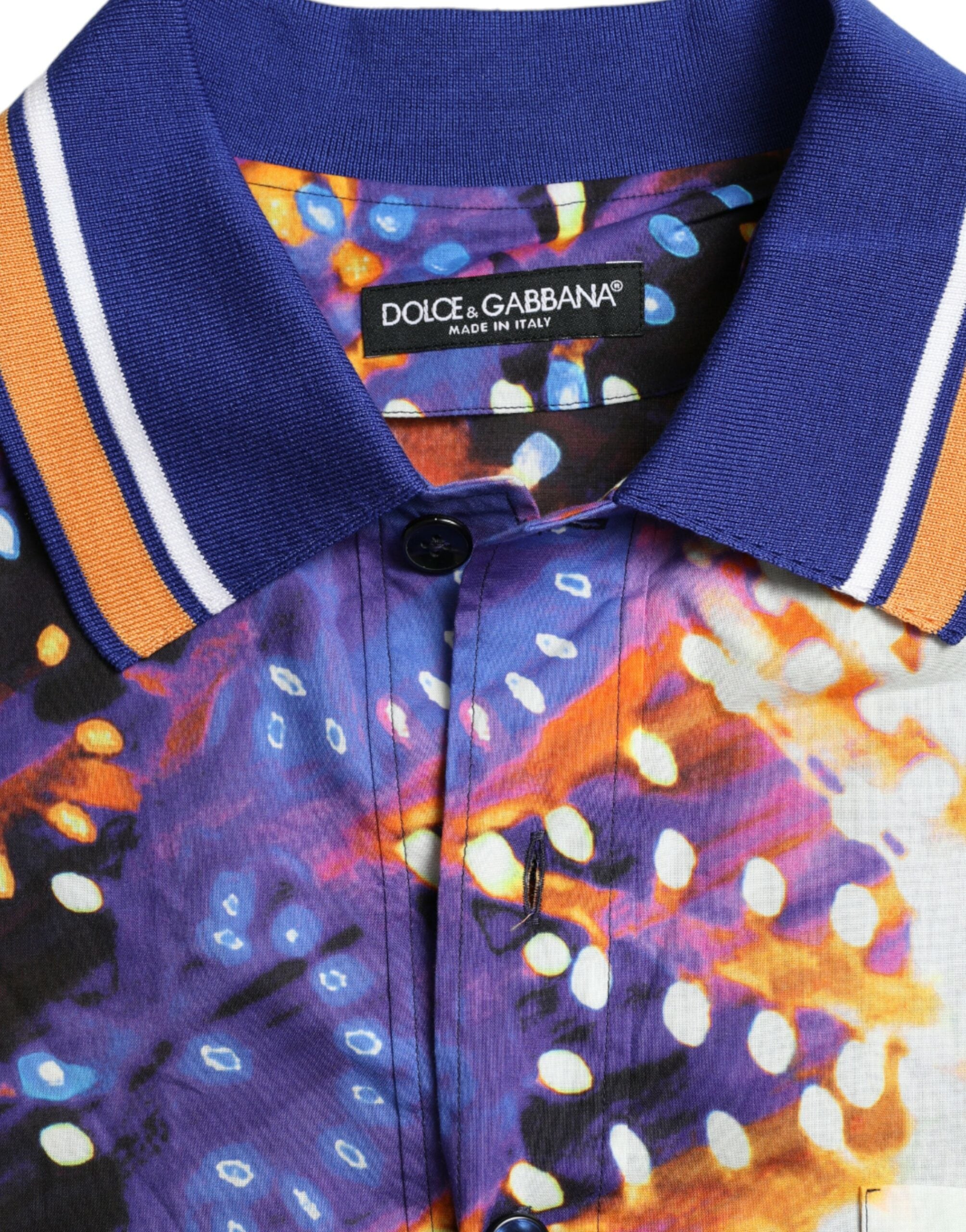 Dolce & Gabbana Multicolor Luminarie Print Cotton Casual Men's Shirt
