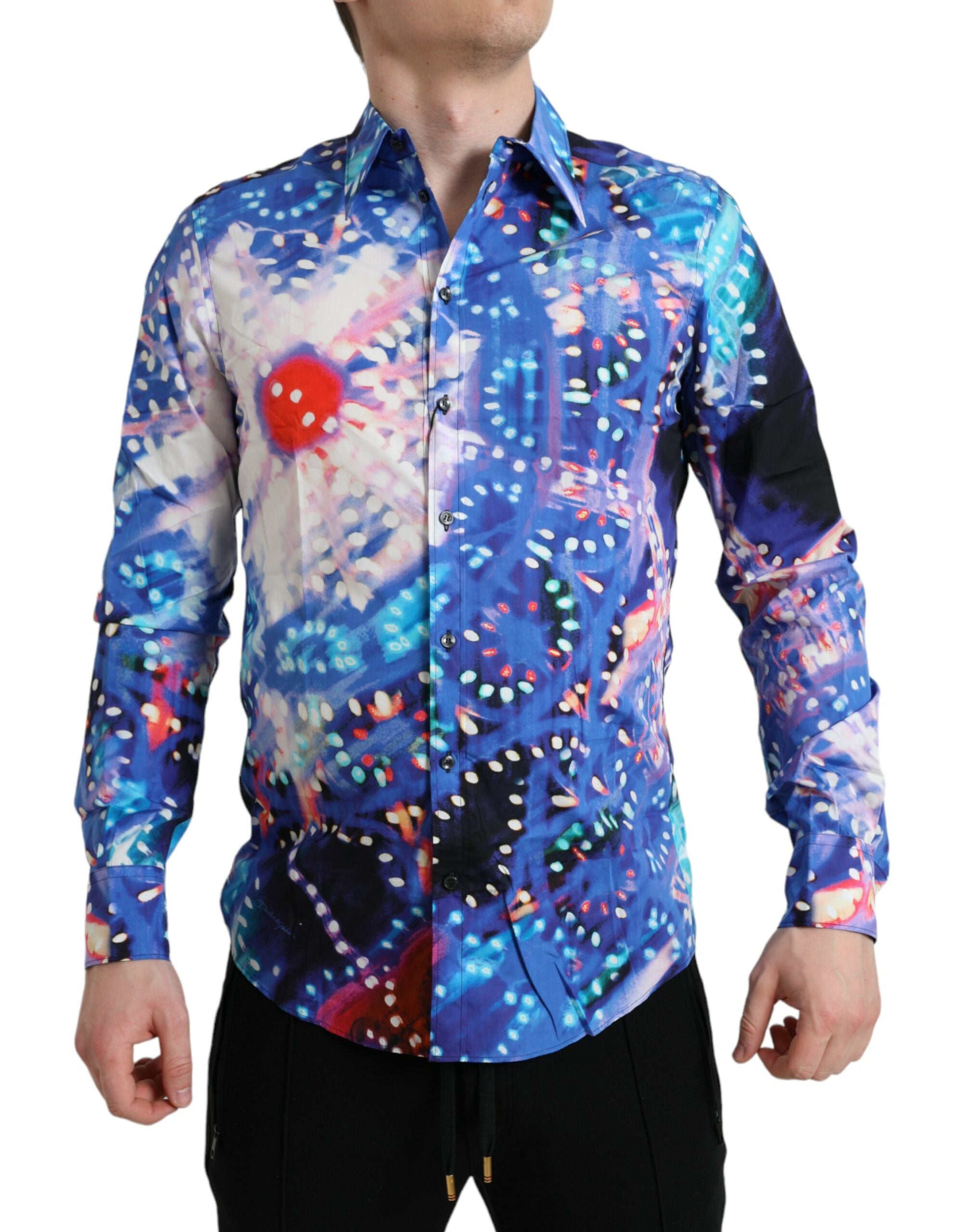 Dolce & Gabbana Multicolor Luminarie Slim MARTINI Men's Shirt