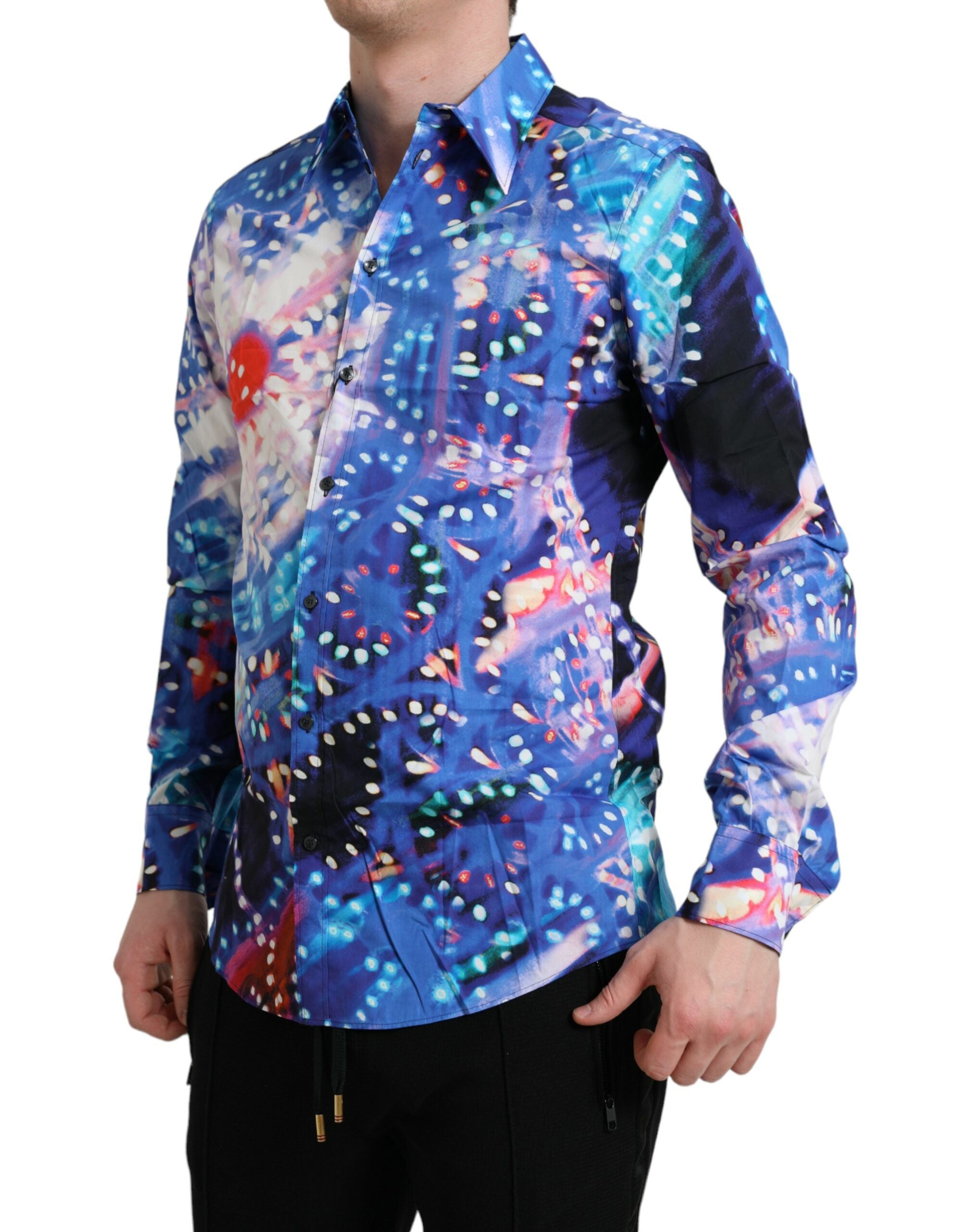 Dolce & Gabbana Multicolor Luminarie Slim MARTINI Men's Shirt