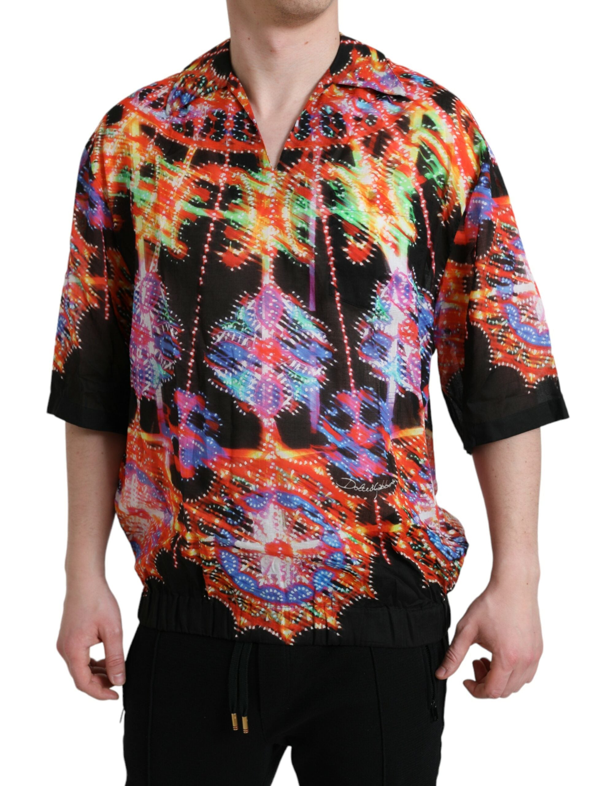 Dolce & Gabbana Multicolor Luminarie Print Cotton Men's T-shirt
