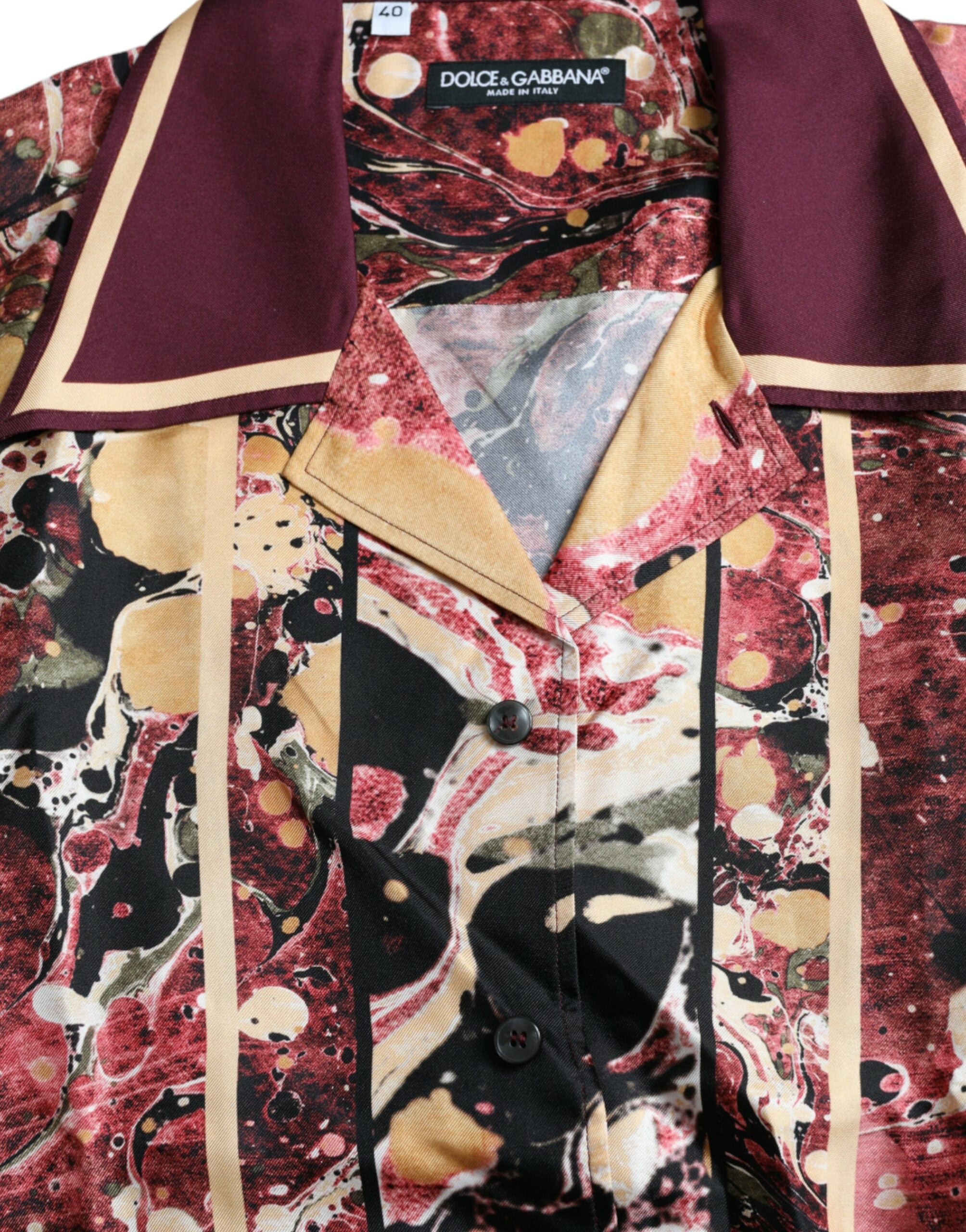 Dolce & Gabbana Multicolor Button Down Silk Men's Shirt