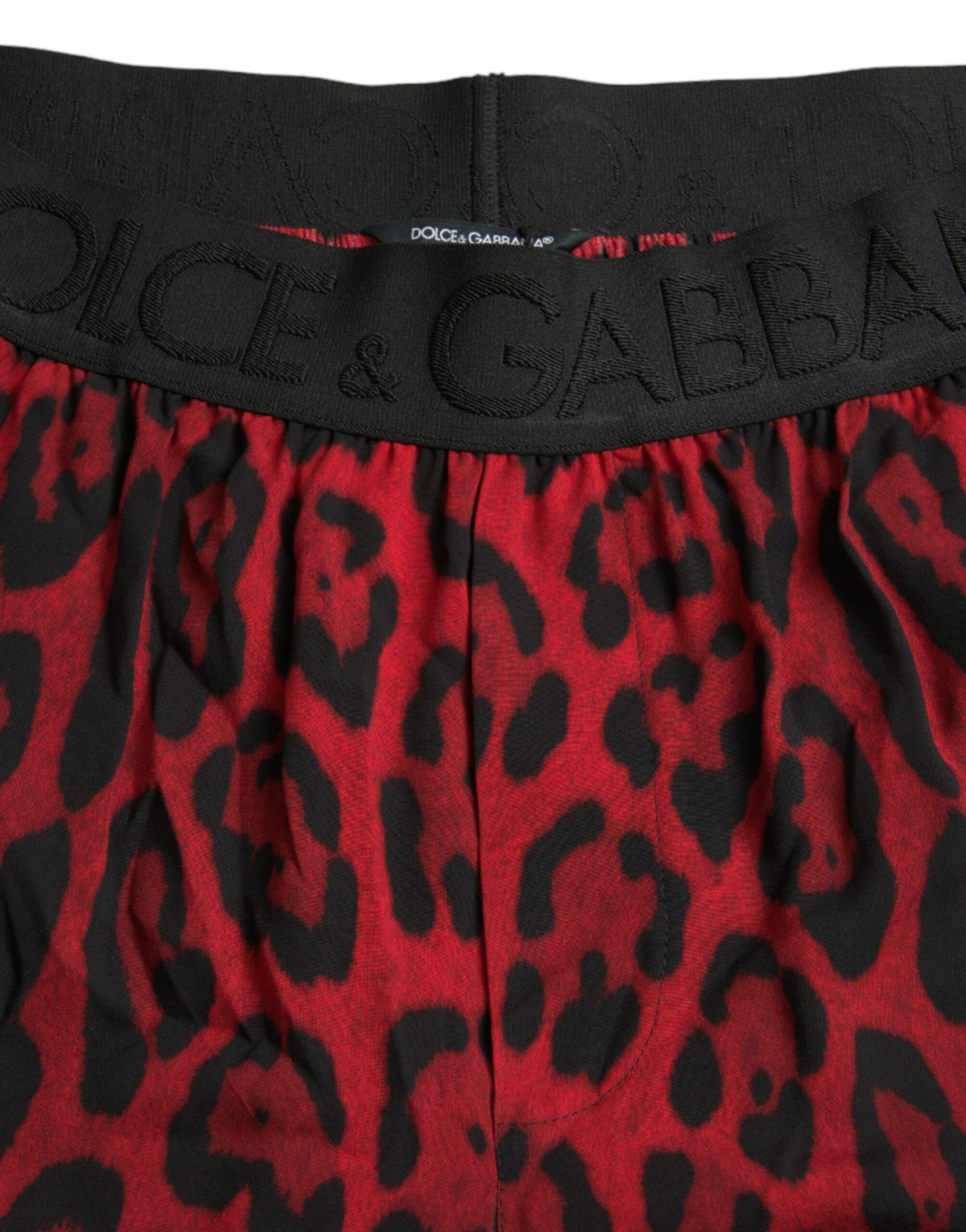 Dolce & Gabbana Red Leopard Print Viscose Bermuda Men's Shorts