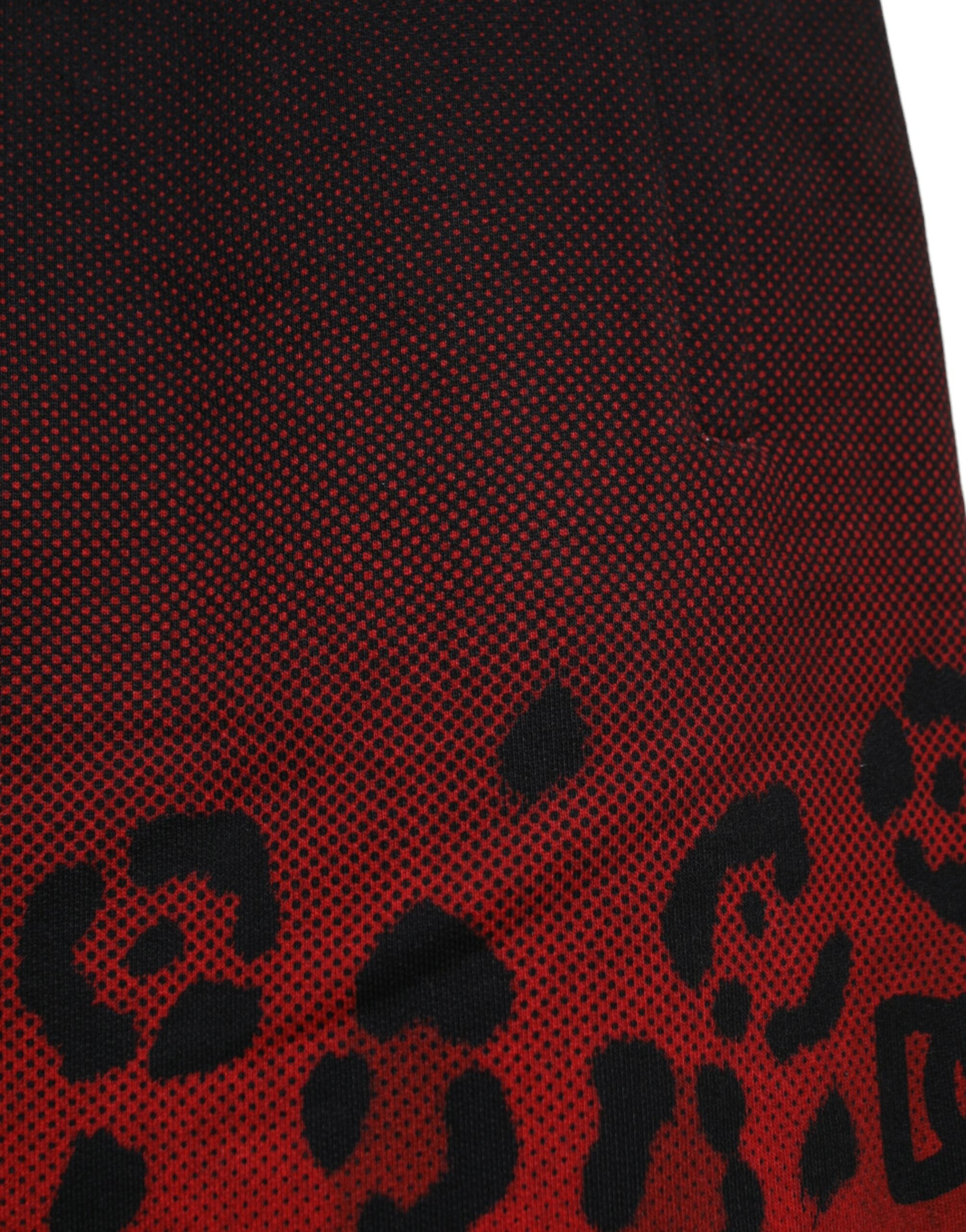 Dolce & Gabbana Red Leopard Print Cotton Bermuda Men's Shorts