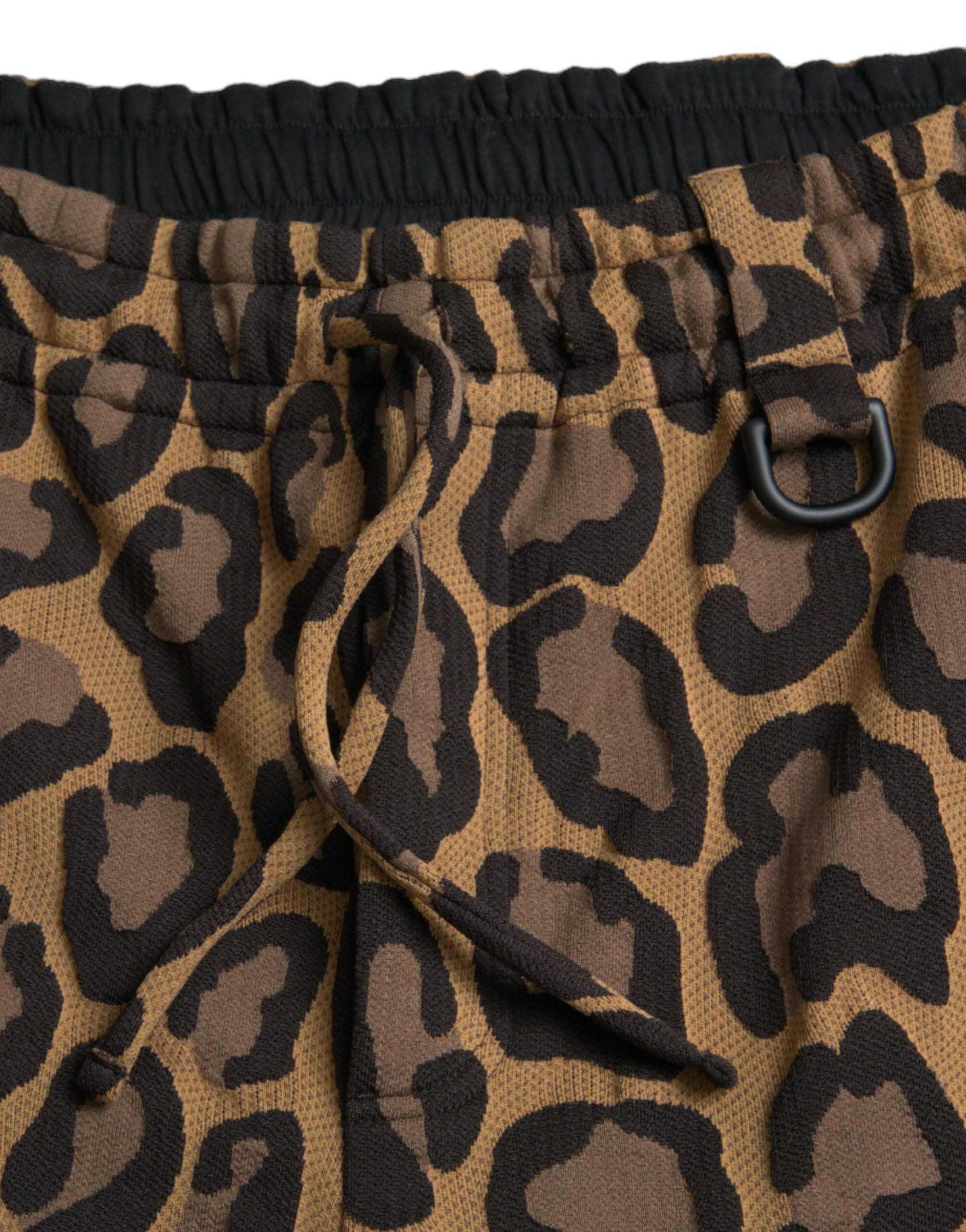 Dolce & Gabbana Brown Leopard Print Polyester Jogger Men's Pants