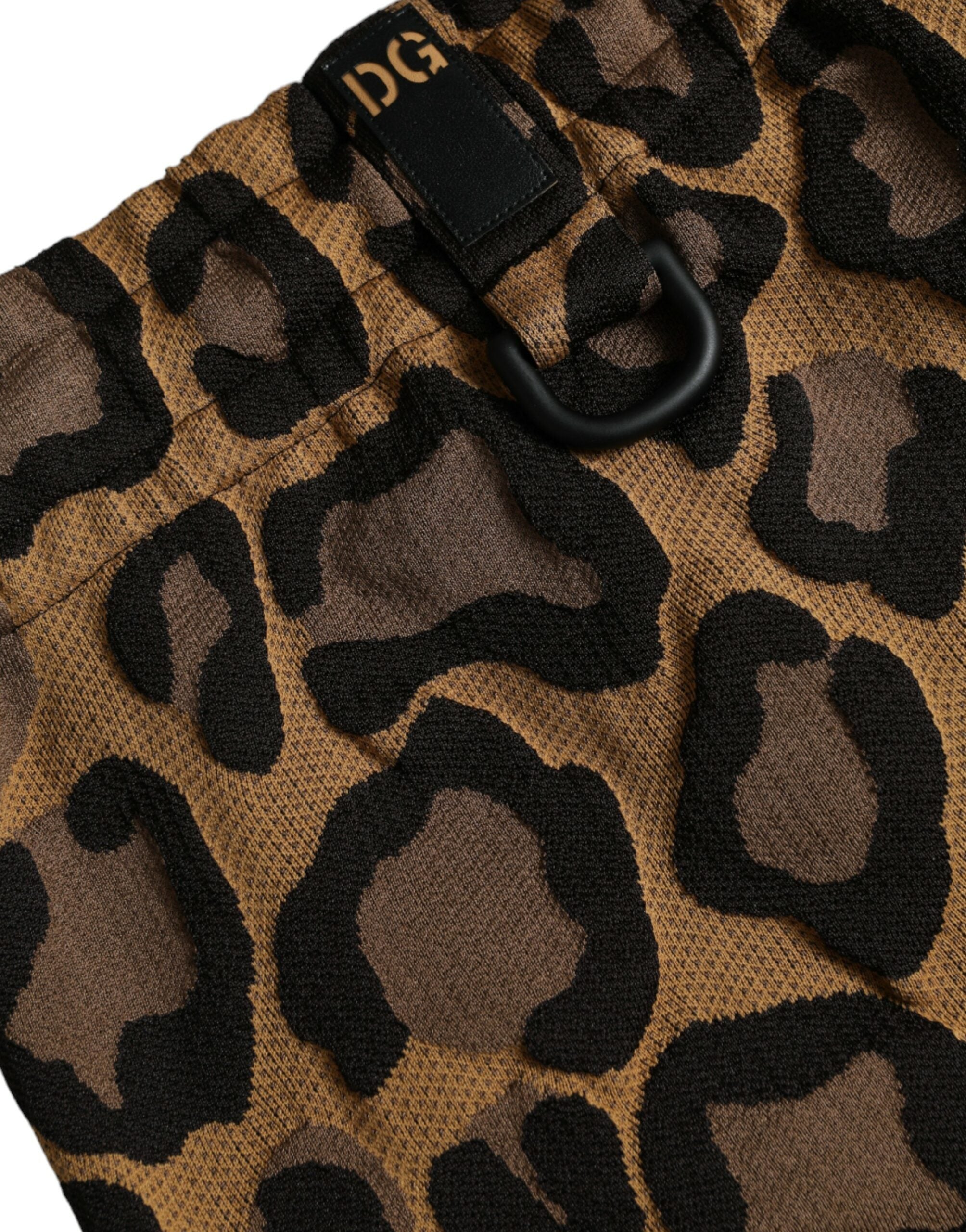 Dolce & Gabbana Brown Leopard Print Polyester Jogger Men's Pants