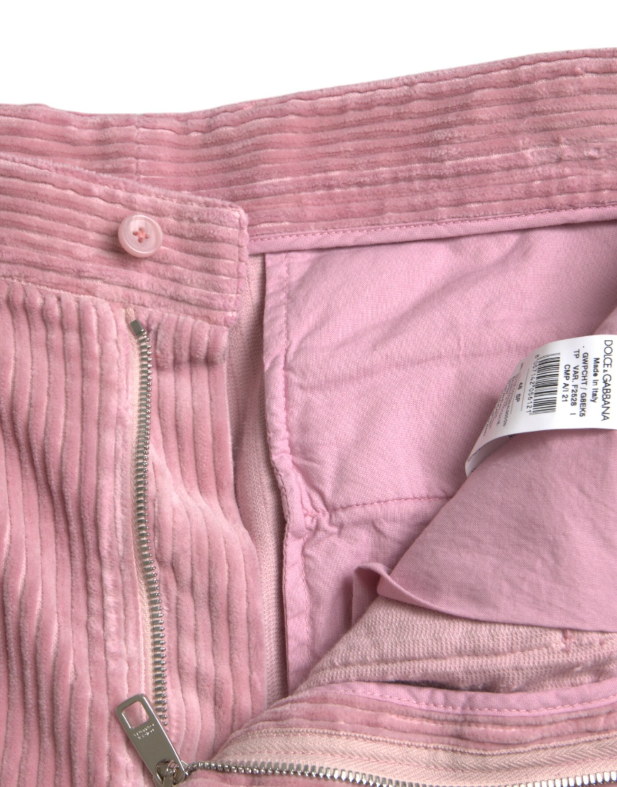 Dolce & Gabbana Pink Corduroy Cotton Stretch Skinny Cargo Men's Jeans