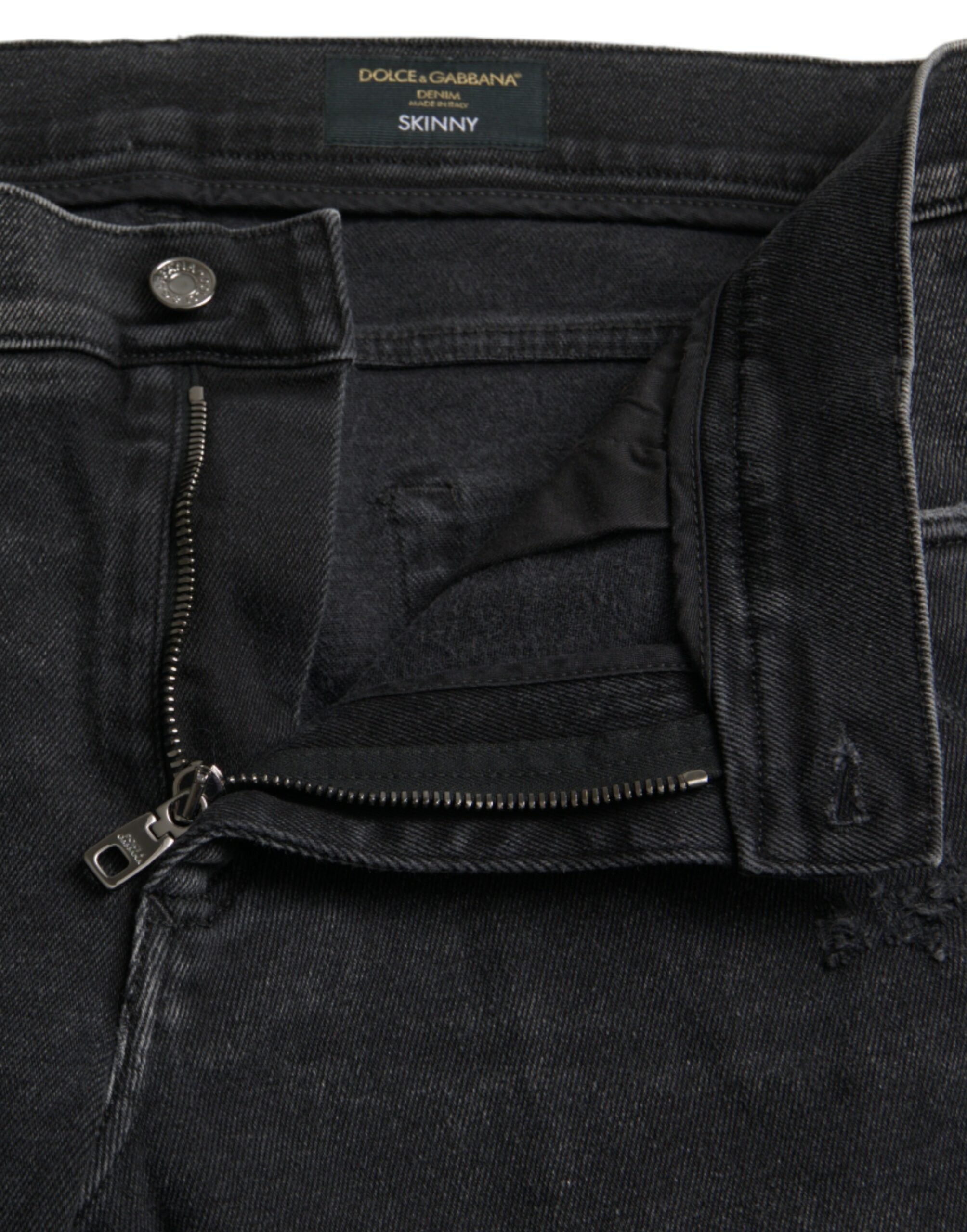 Dolce & Gabbana Gray Cotton Stretch Skinny Denim Logo Men's Jeans
