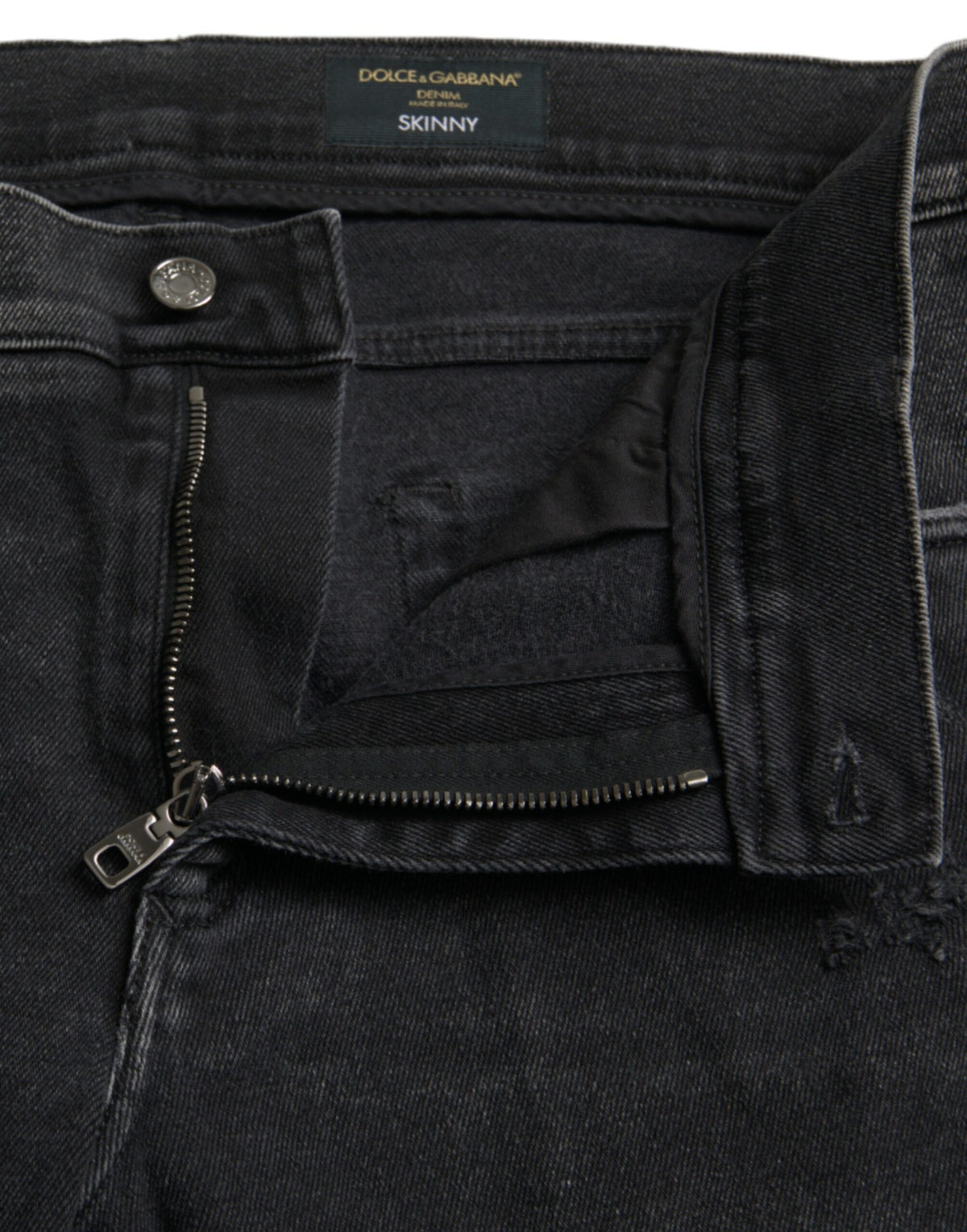 Dolce & Gabbana Gray Cotton Stretch Skinny Denim Logo Men's Jeans