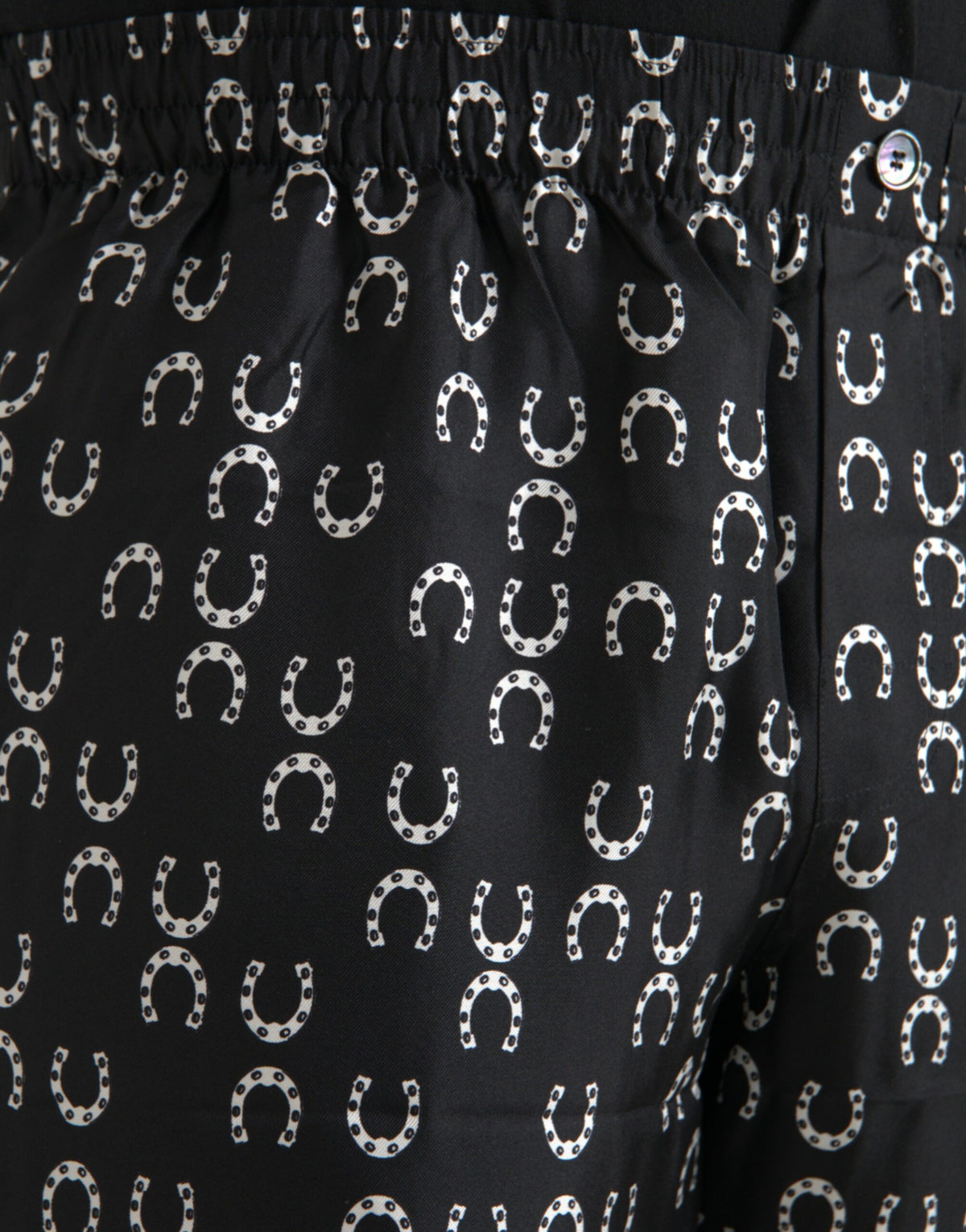 Dolce & Gabbana Black Horseshoe Print Silk Men's Pants