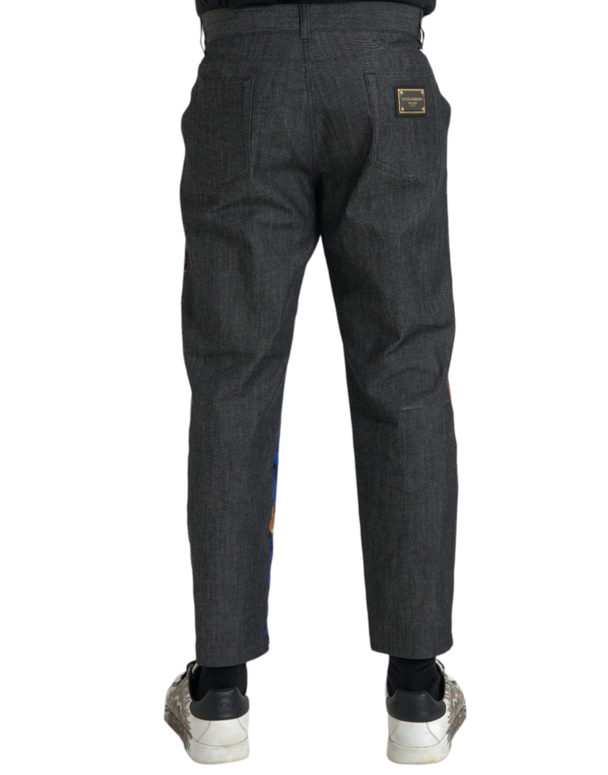 Dolce & Gabbana Multicolor Tiger Leopard Cotton Loose Tapered Men's Pants