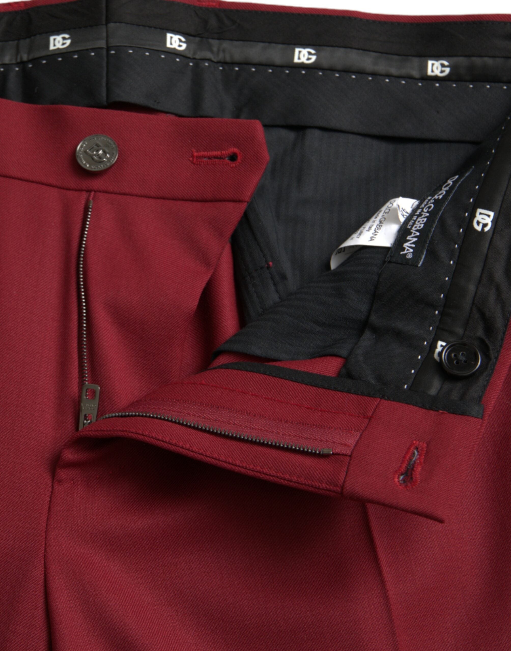 Dolce & Gabbana Red Wool Men Slim Fit Dress Men's Pants