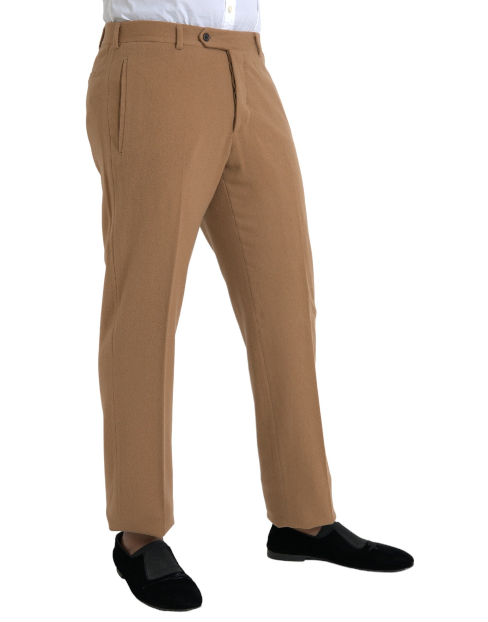 Prada Beige Cashmere Men Straight Fit Dress Men's Pants