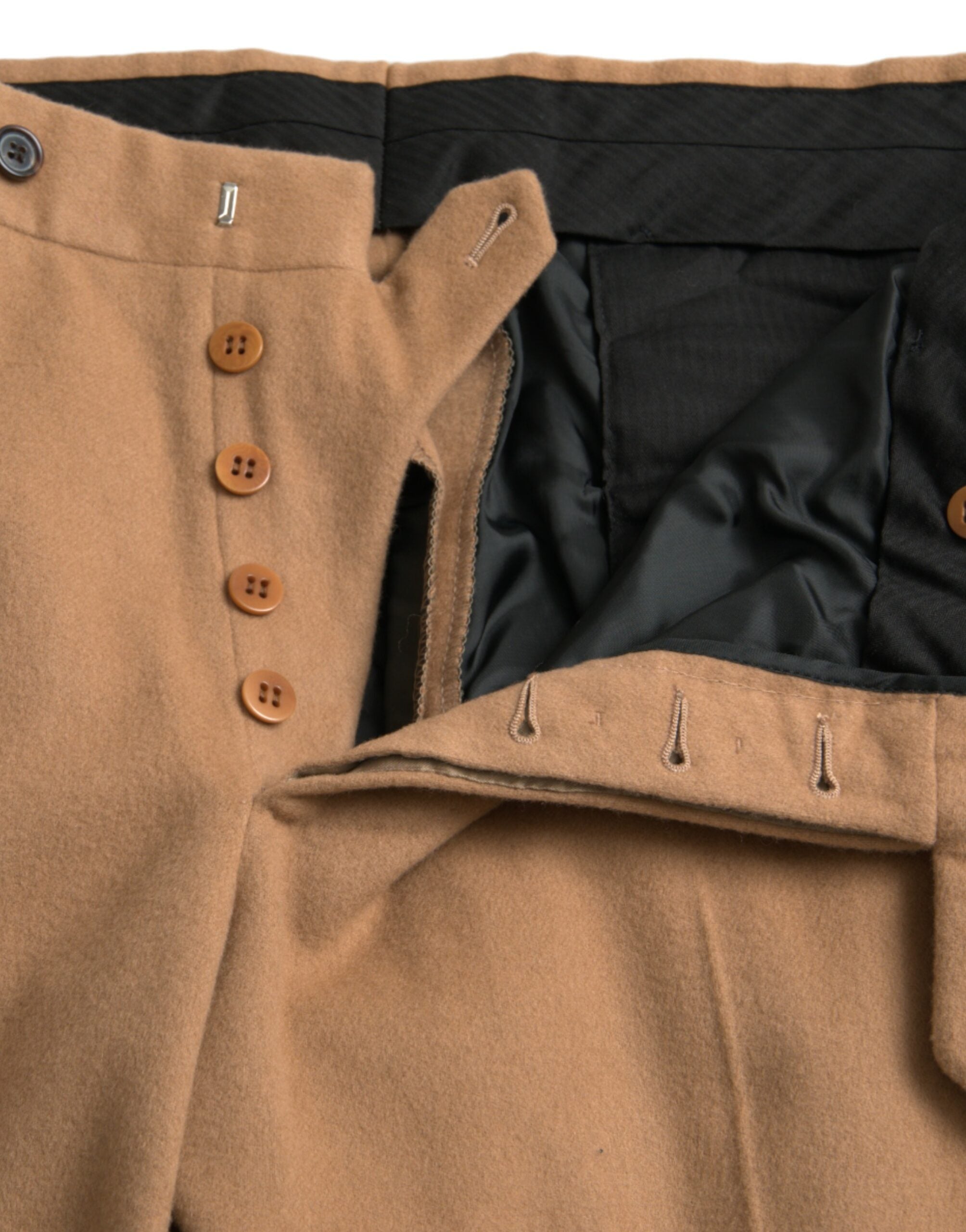 Prada Beige Cashmere Men Straight Fit Dress Men's Pants