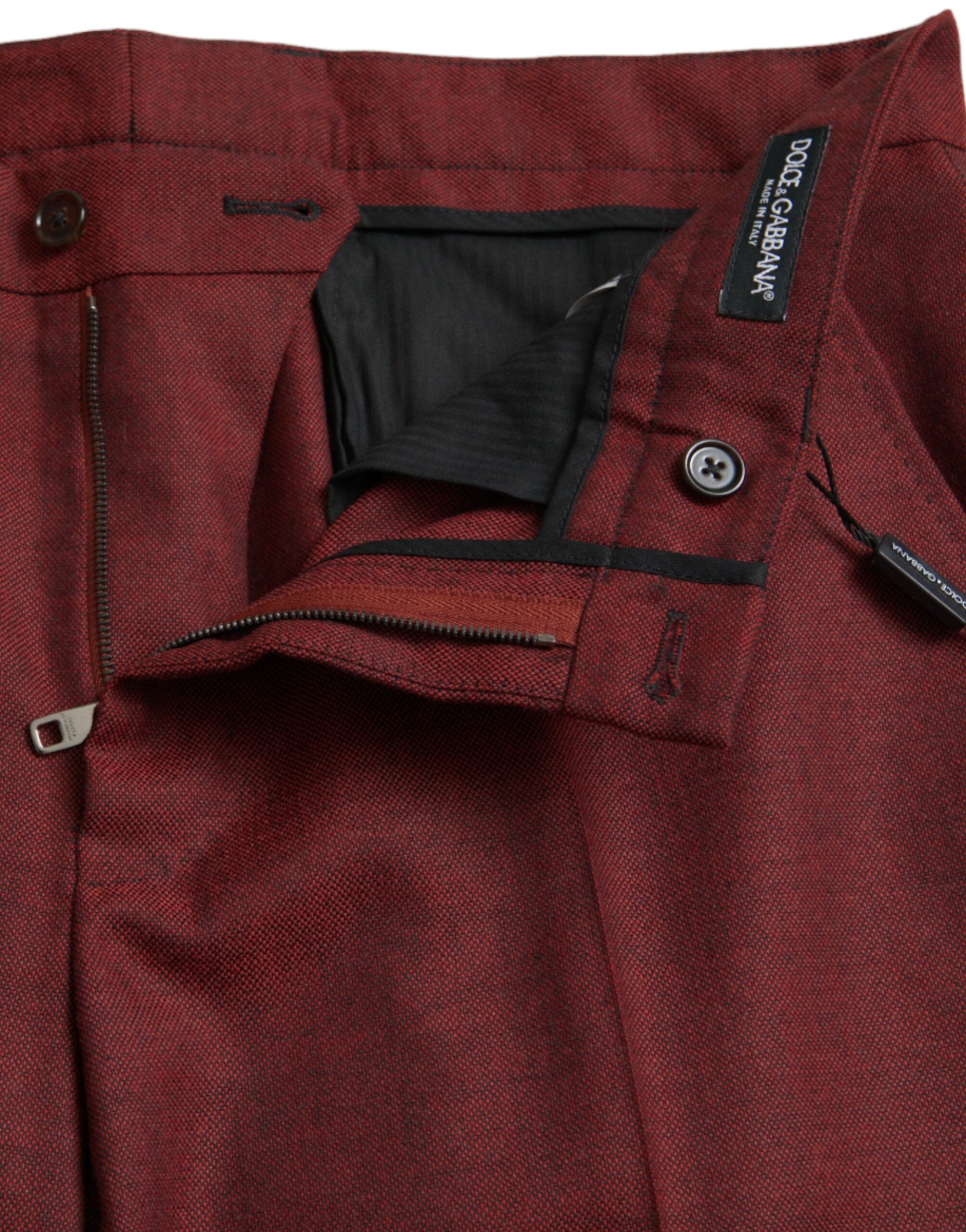 Dolce & Gabbana Maroon Wool Men Skinny Dress Men's Pants