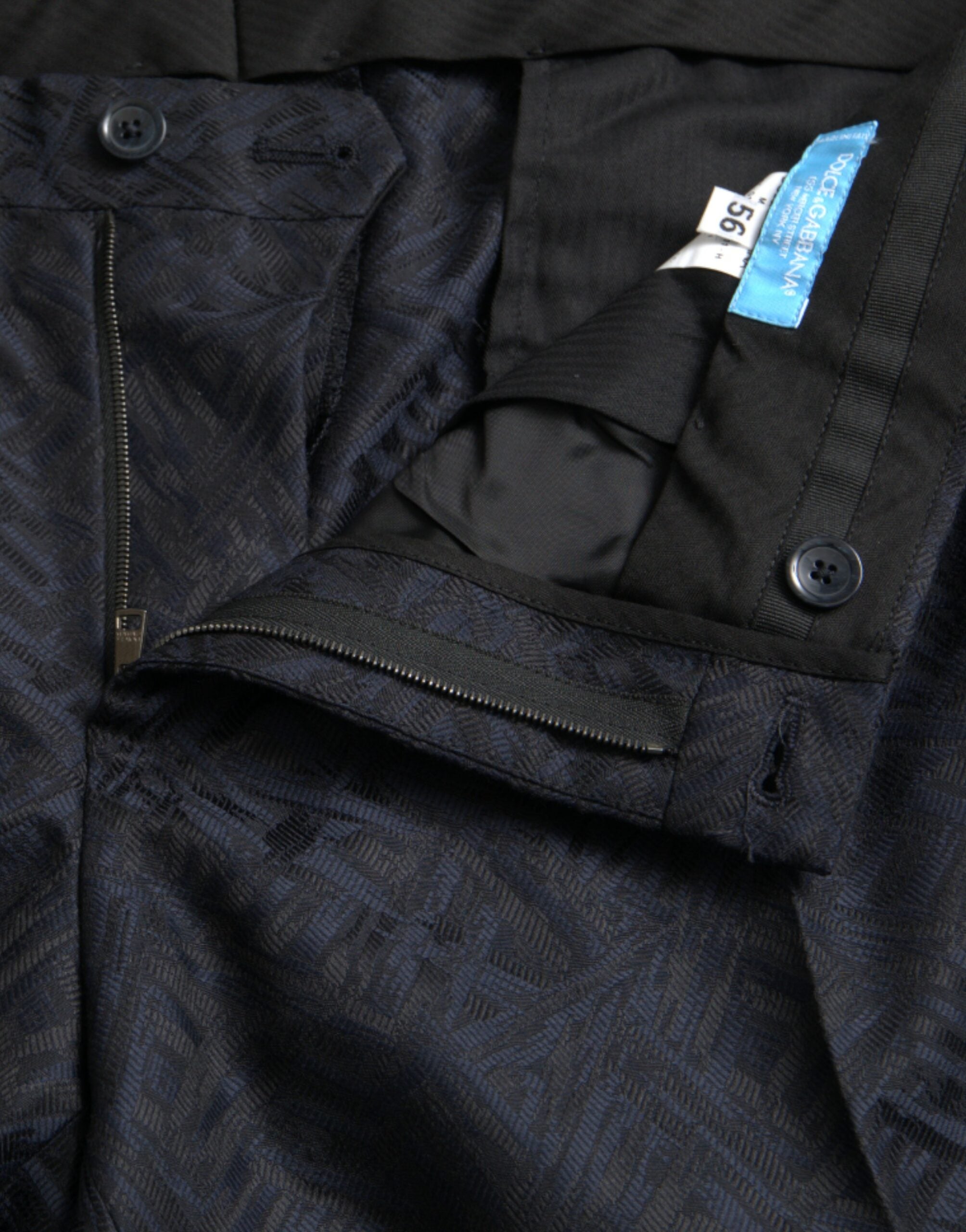 Dolce & Gabbana Blue Brocade Wool Skinny Men Dress Men's Pants