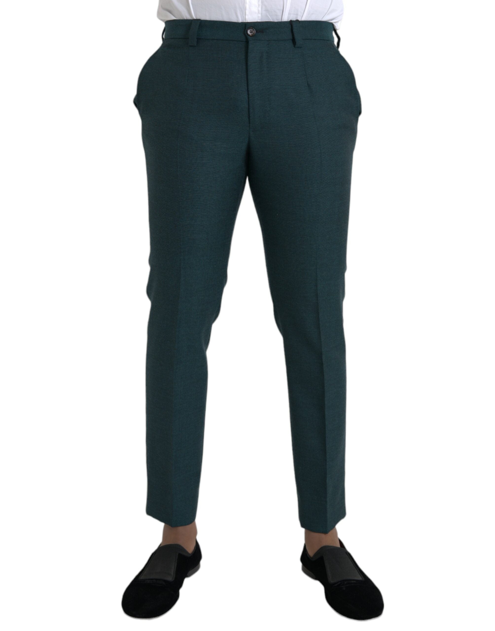 dark green dress pants Forest Green Flat Front Pure Wool Dress Pants main image 0
