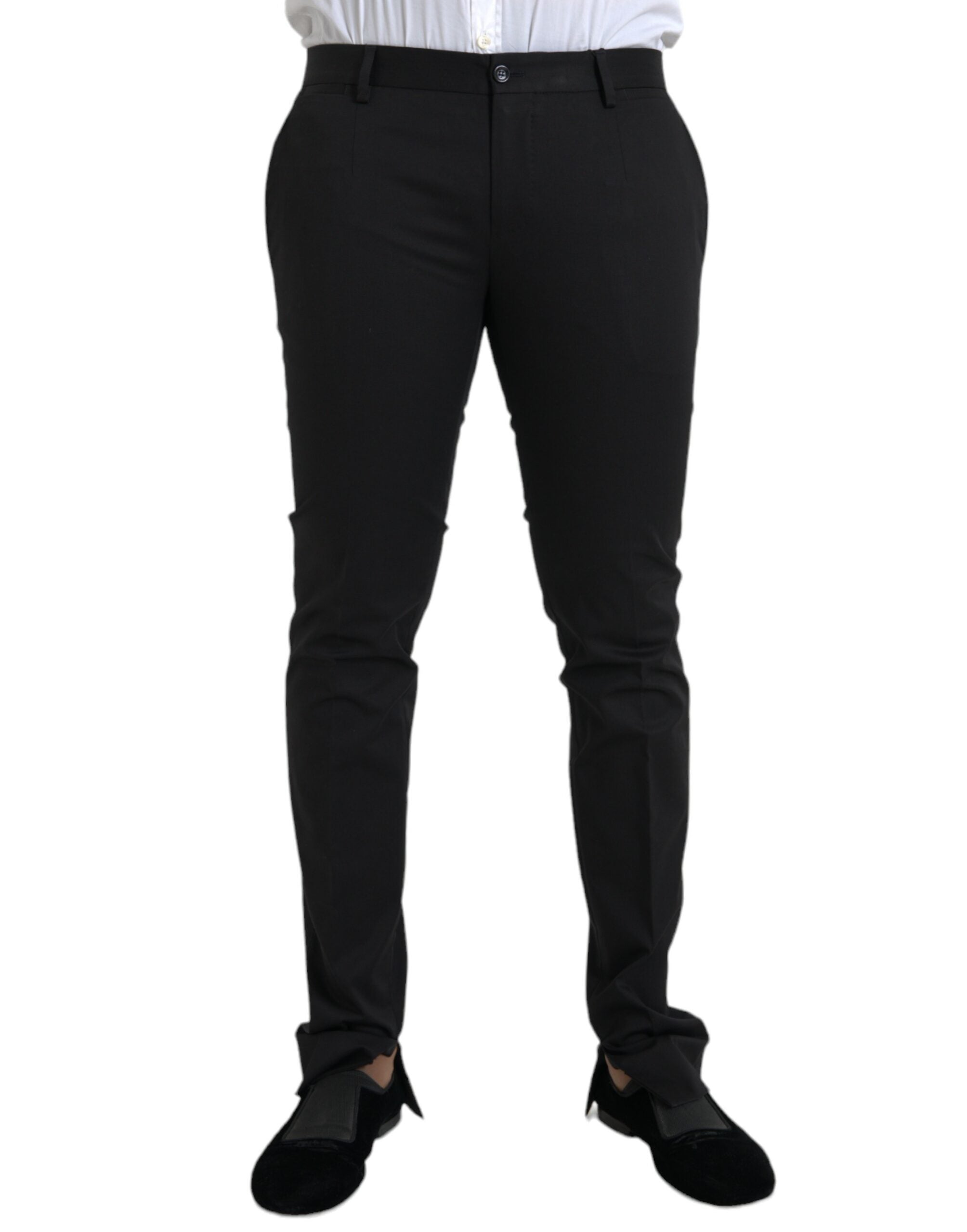 Dolce & Gabbana Black Cotton Stretch Skinny Dress Men's Pants