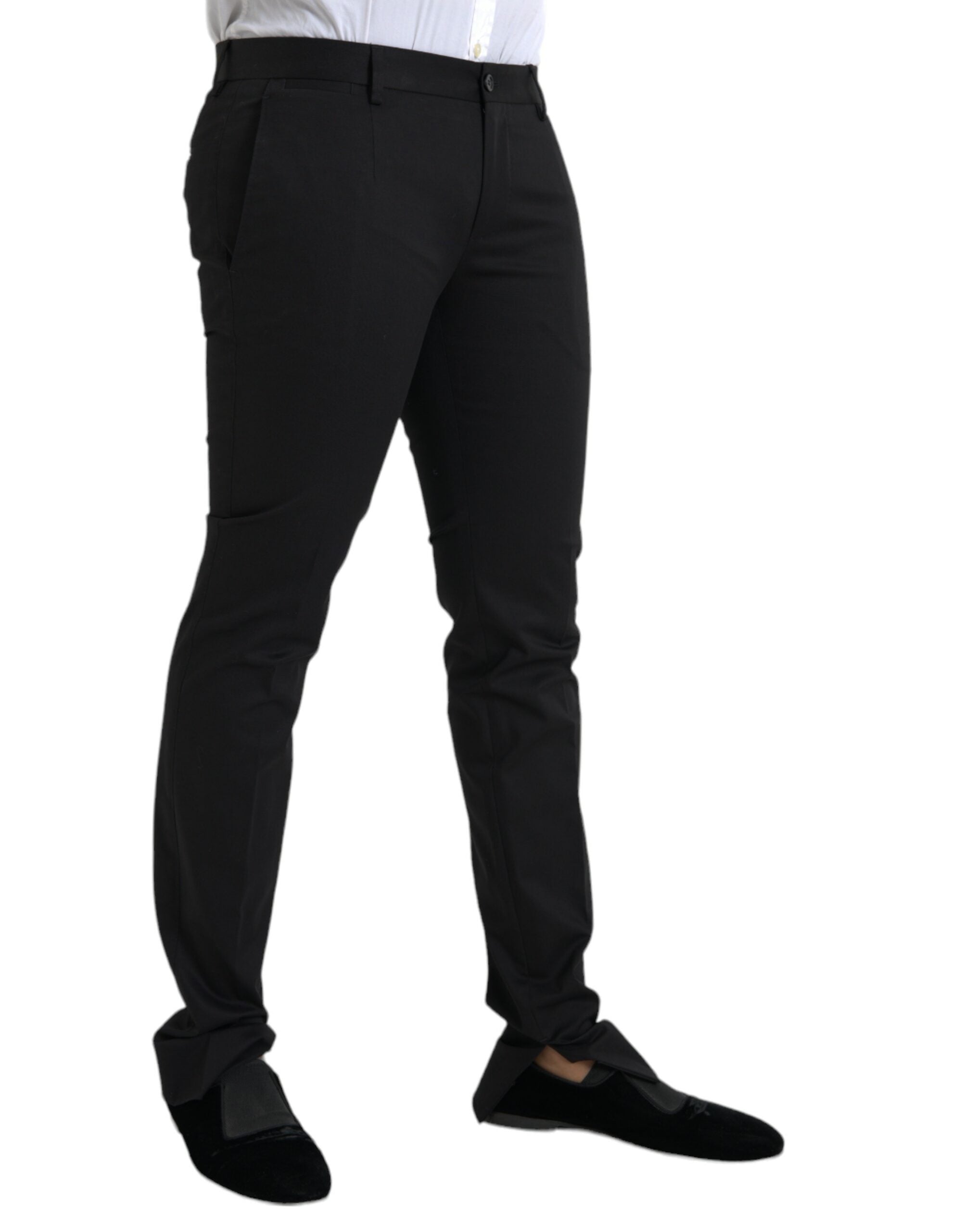 Dolce & Gabbana Black Cotton Stretch Skinny Dress Men's Pants