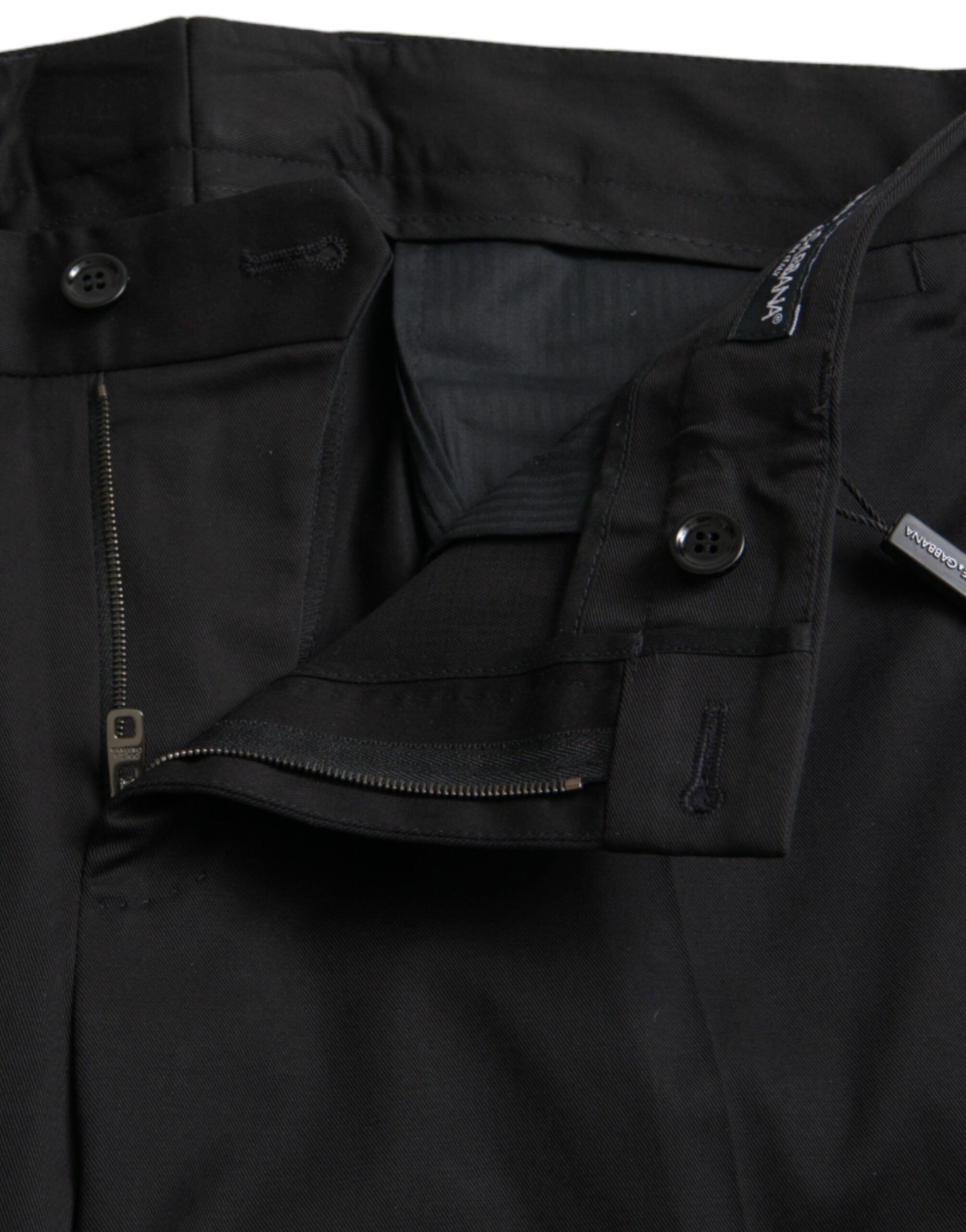 Dolce & Gabbana Black Cotton Stretch Skinny Dress Men's Pants