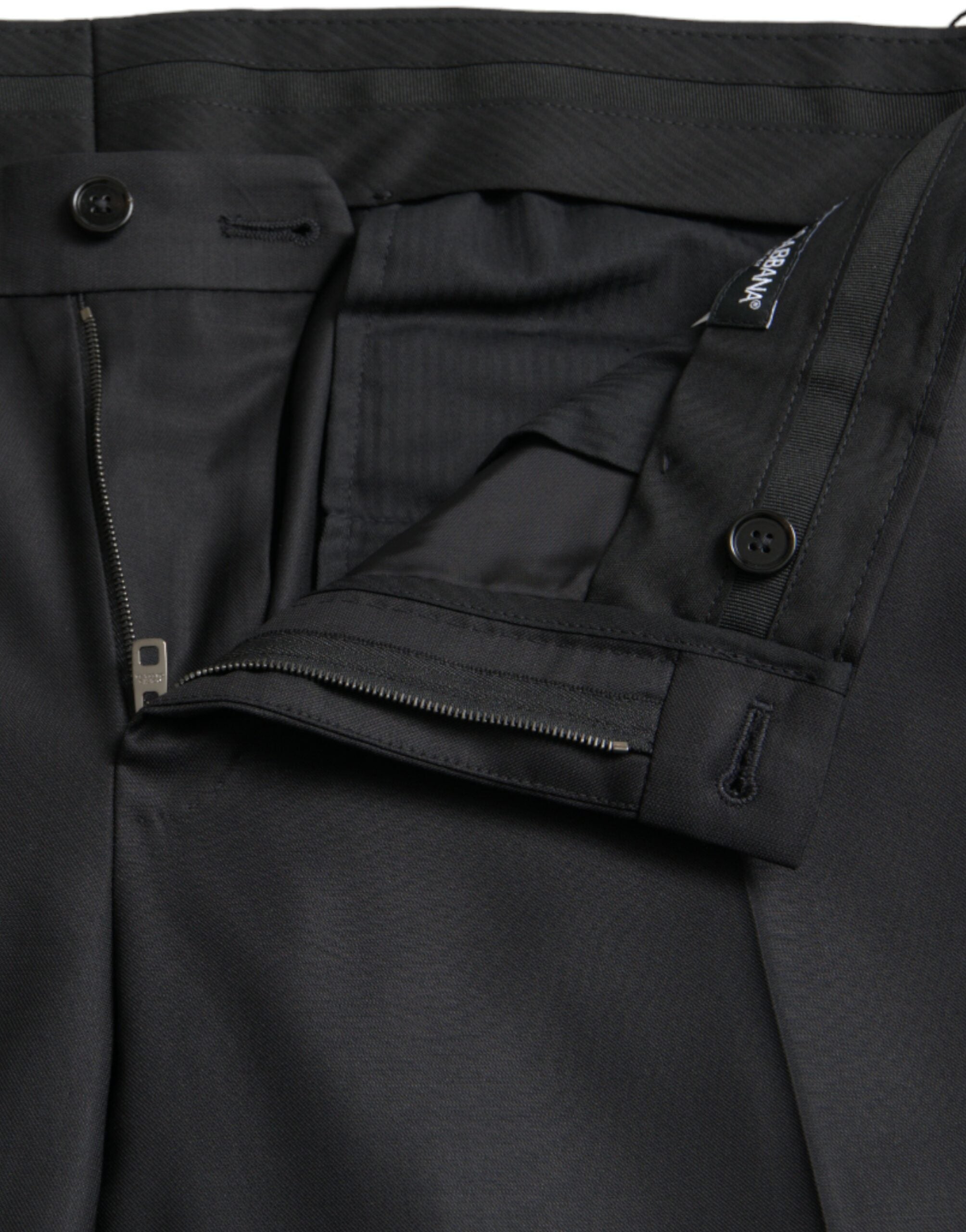 Dolce & Gabbana Black Wool Silk Skinny Dress Men's Pants