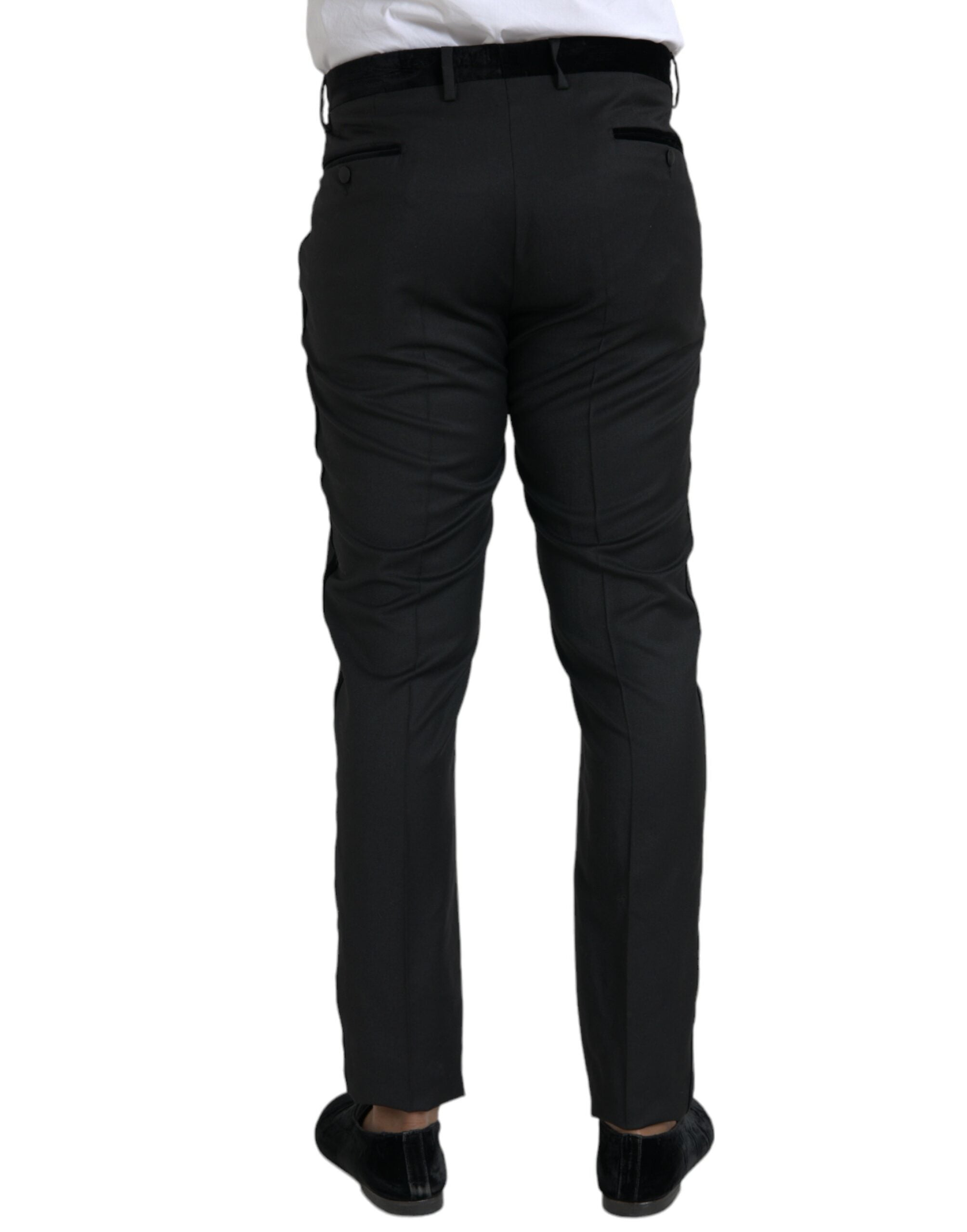 Dolce & Gabbana Black Silk Men Skinny Dress Men's Pants