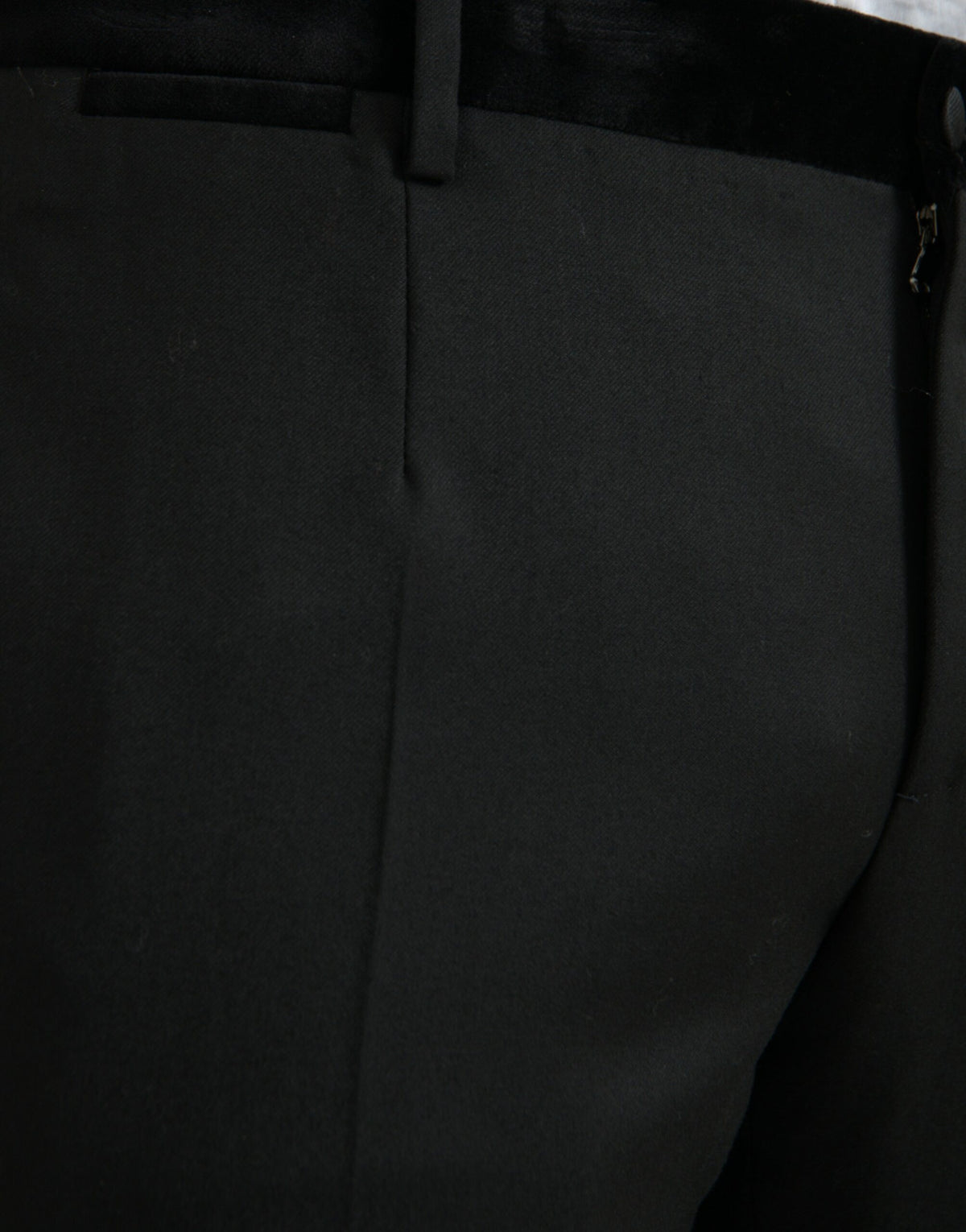 Dolce & Gabbana Black Silk Men Skinny Dress Men's Pants