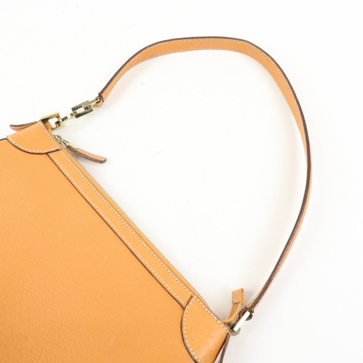 Salvatore Ferragamo Gancini Top Handle Leather Orange Leather Handbag (Pre-Owned)