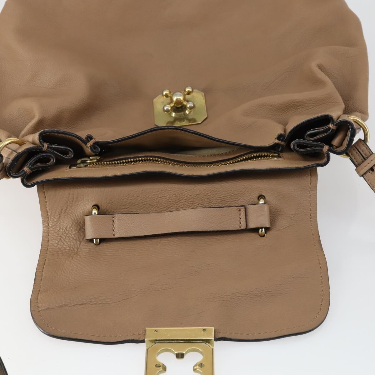 Chloe Elsie Convertible Satchel Leather Beige Leather Handbag (Pre-Owned)