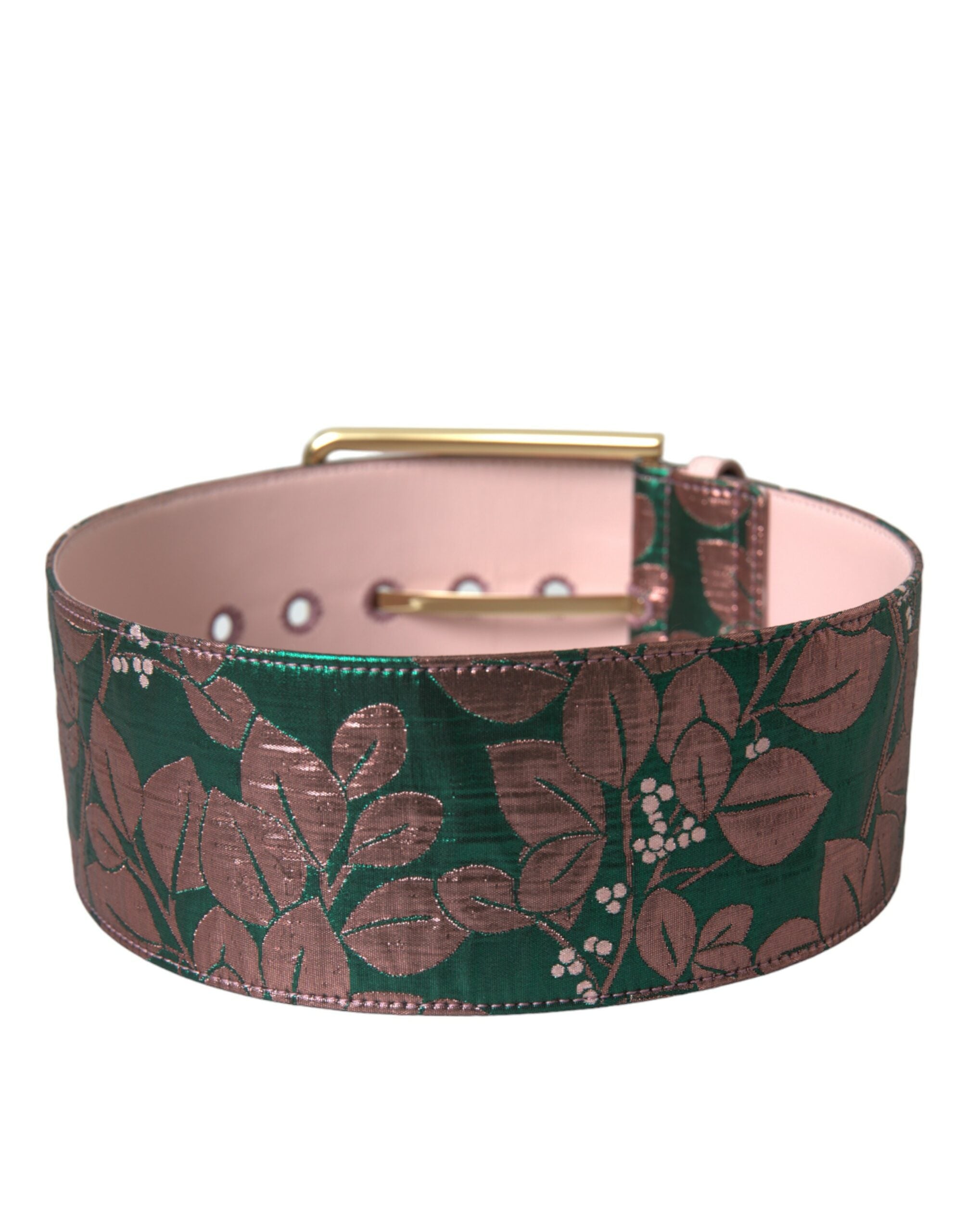 Dolce & Gabbana Multicolor Floral Jacquard Lurex Gold Buckle Women's Belt