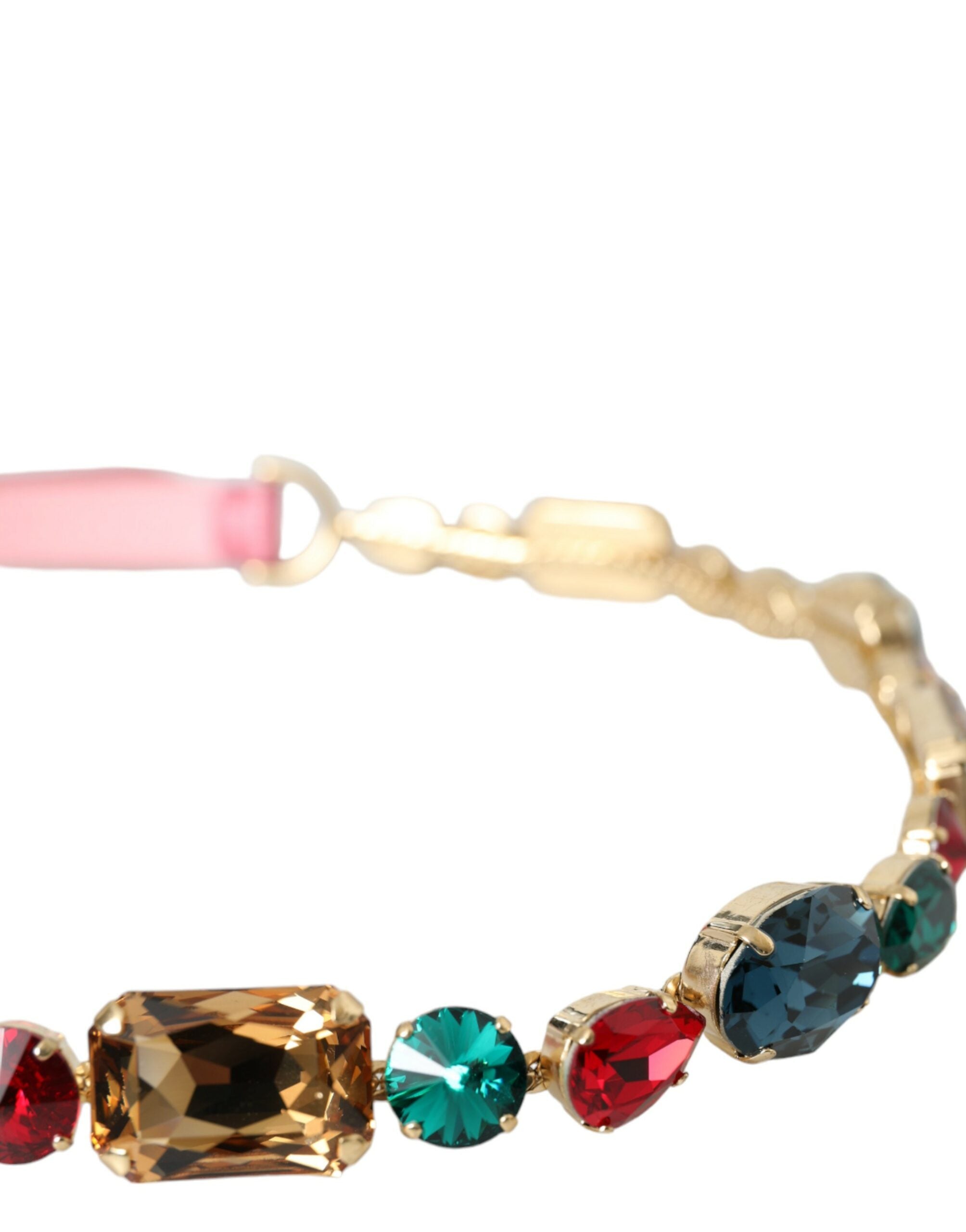 Dolce & Gabbana Pink Leather Crystal Chain Embellished Women's Belt