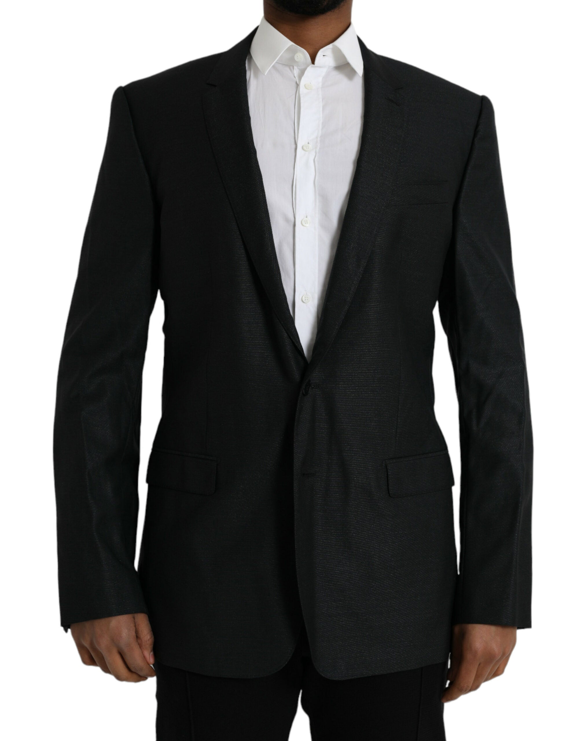 Dolce & Gabbana Dark Gray Wool Notch SingleBreasted Coat Men's Blazer