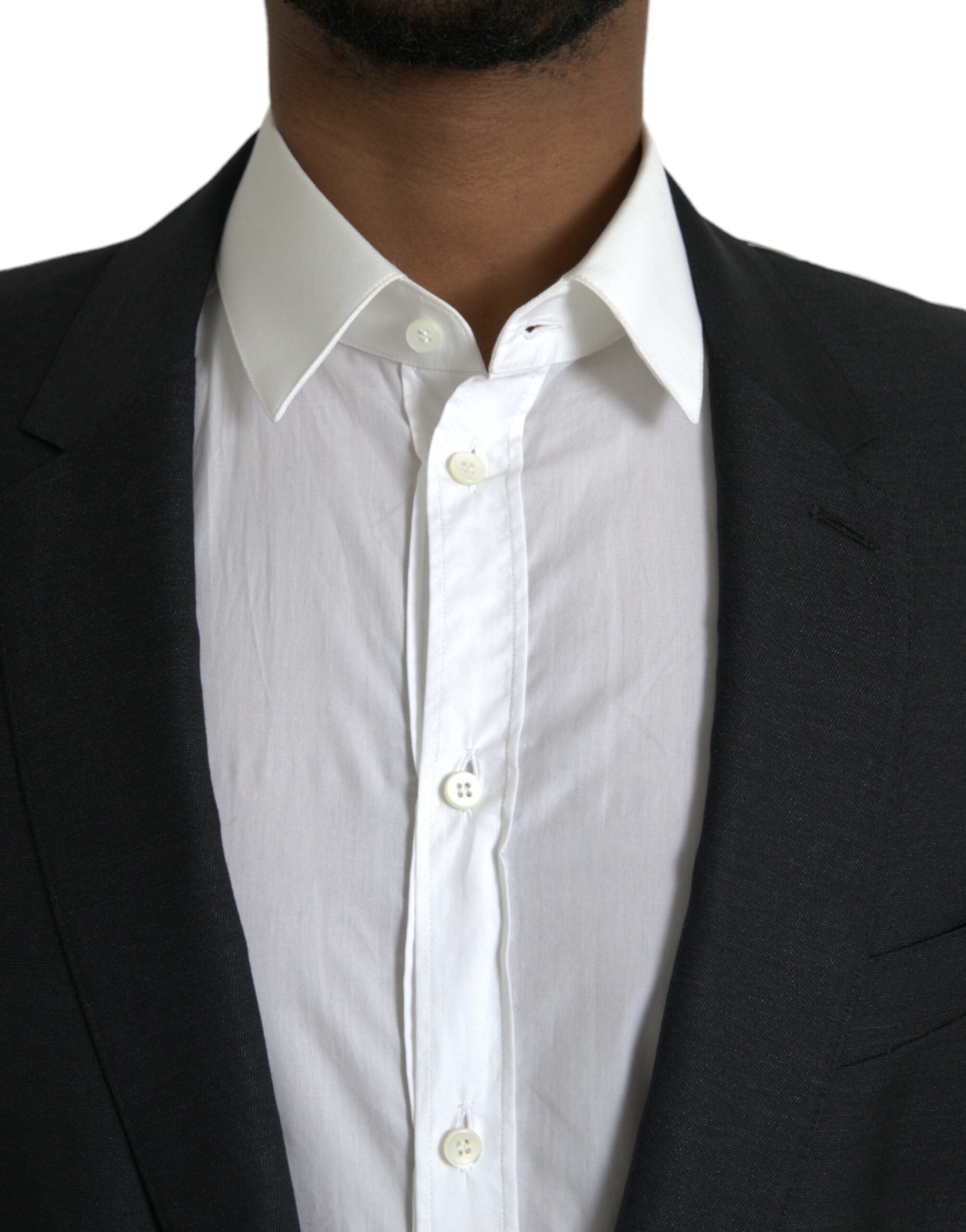 Dolce & Gabbana Dark Gray Wool Notch SingleBreasted Coat Men's Blazer
