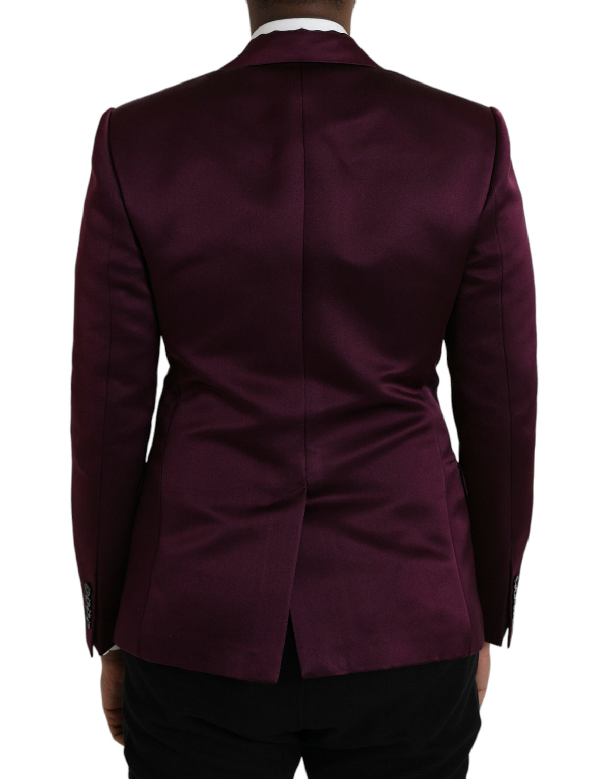 Dolce & Gabbana Maroon Silk Single Breasted Coat Men's Blazer