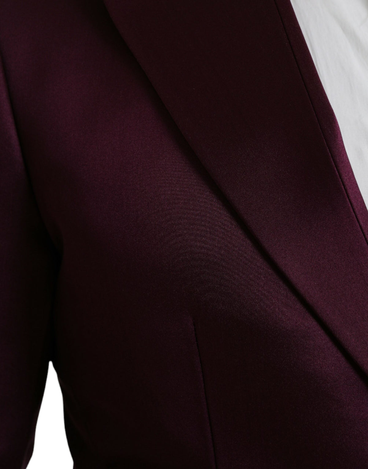 Dolce & Gabbana Maroon Silk Single Breasted Coat Men's Blazer