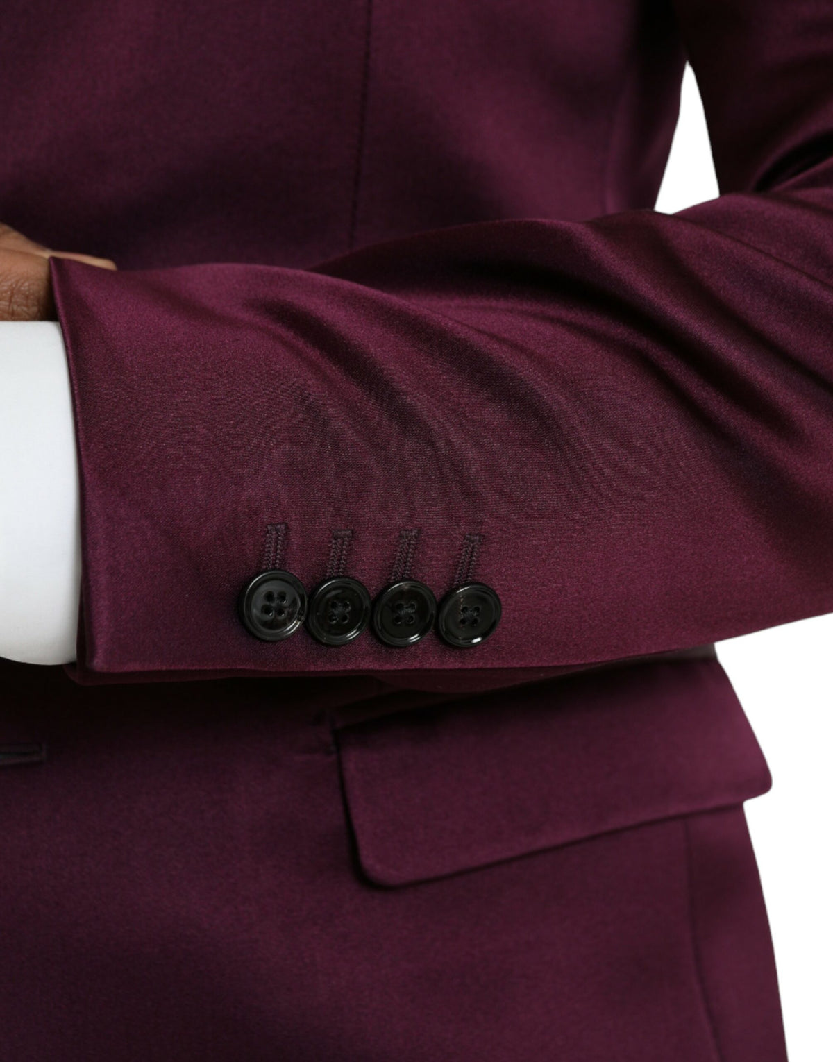 Dolce & Gabbana Maroon Silk Single Breasted Coat Men's Blazer