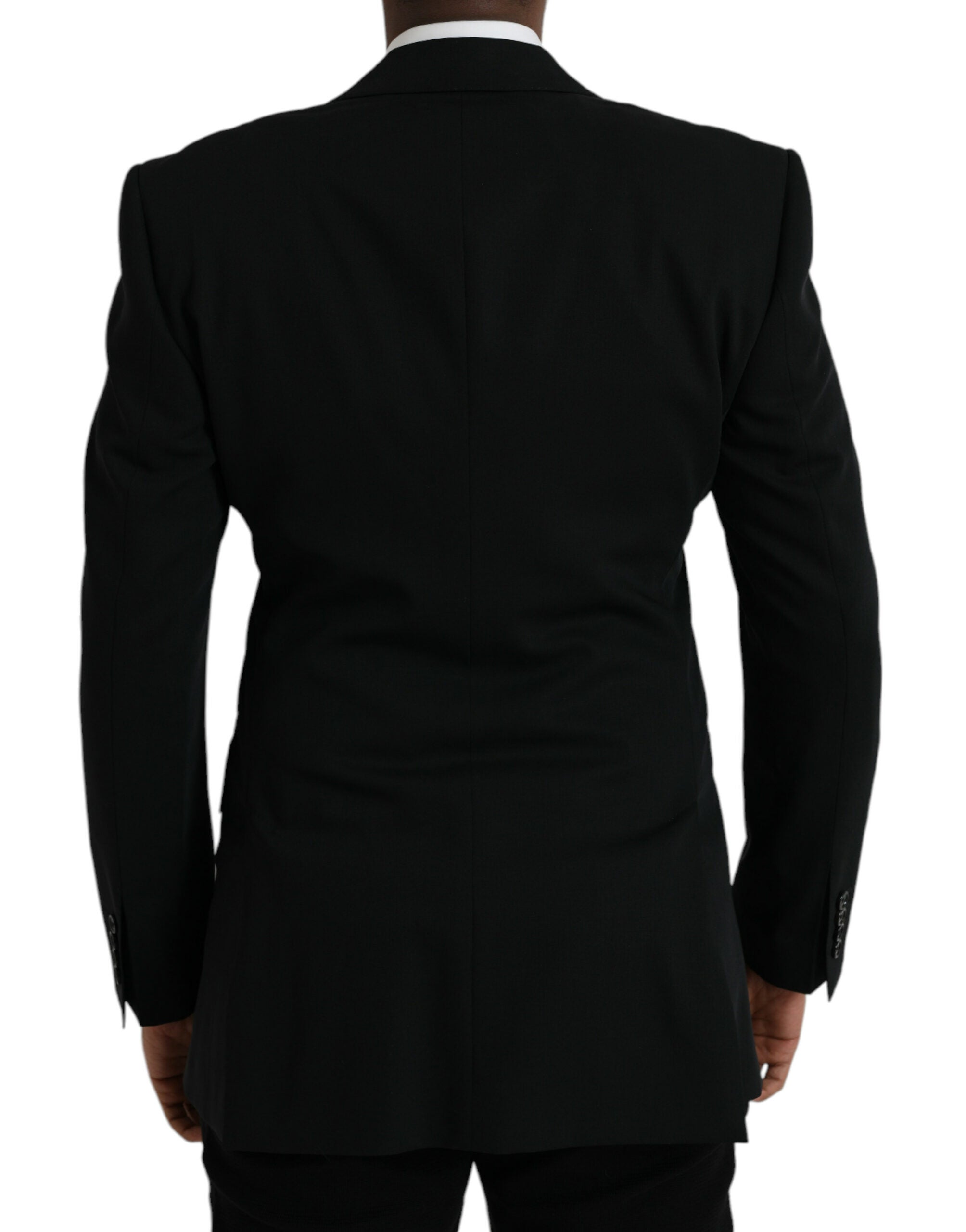 Dolce & Gabbana Black Wool Peak Single Breasted Coat Men's Blazer